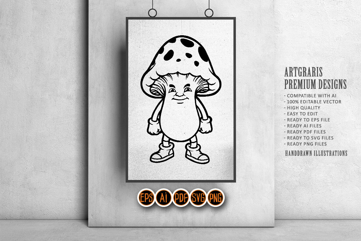 Premium Vector  A cartoon of a mushroom with a face and a white background