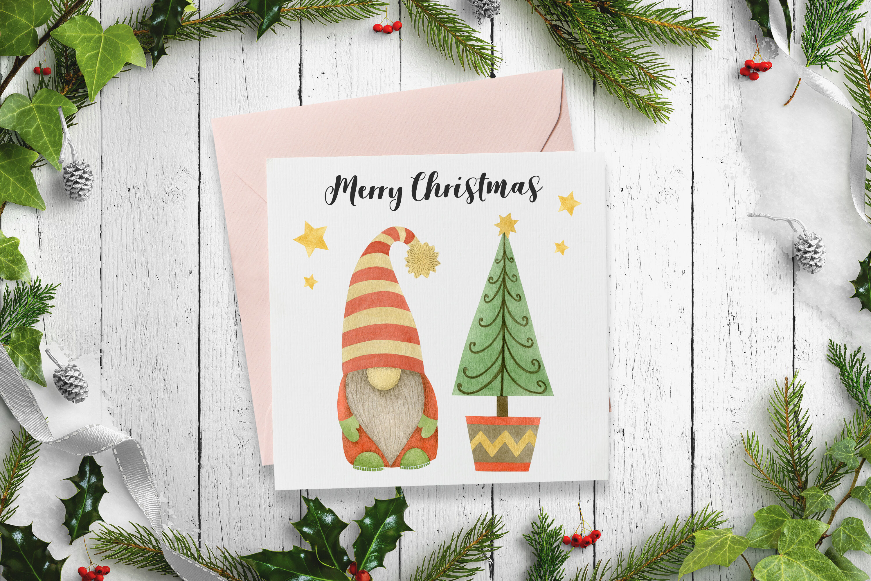 Watercolor Christmas Gnomes Clipart. By KiraArtStory | TheHungryJPEG