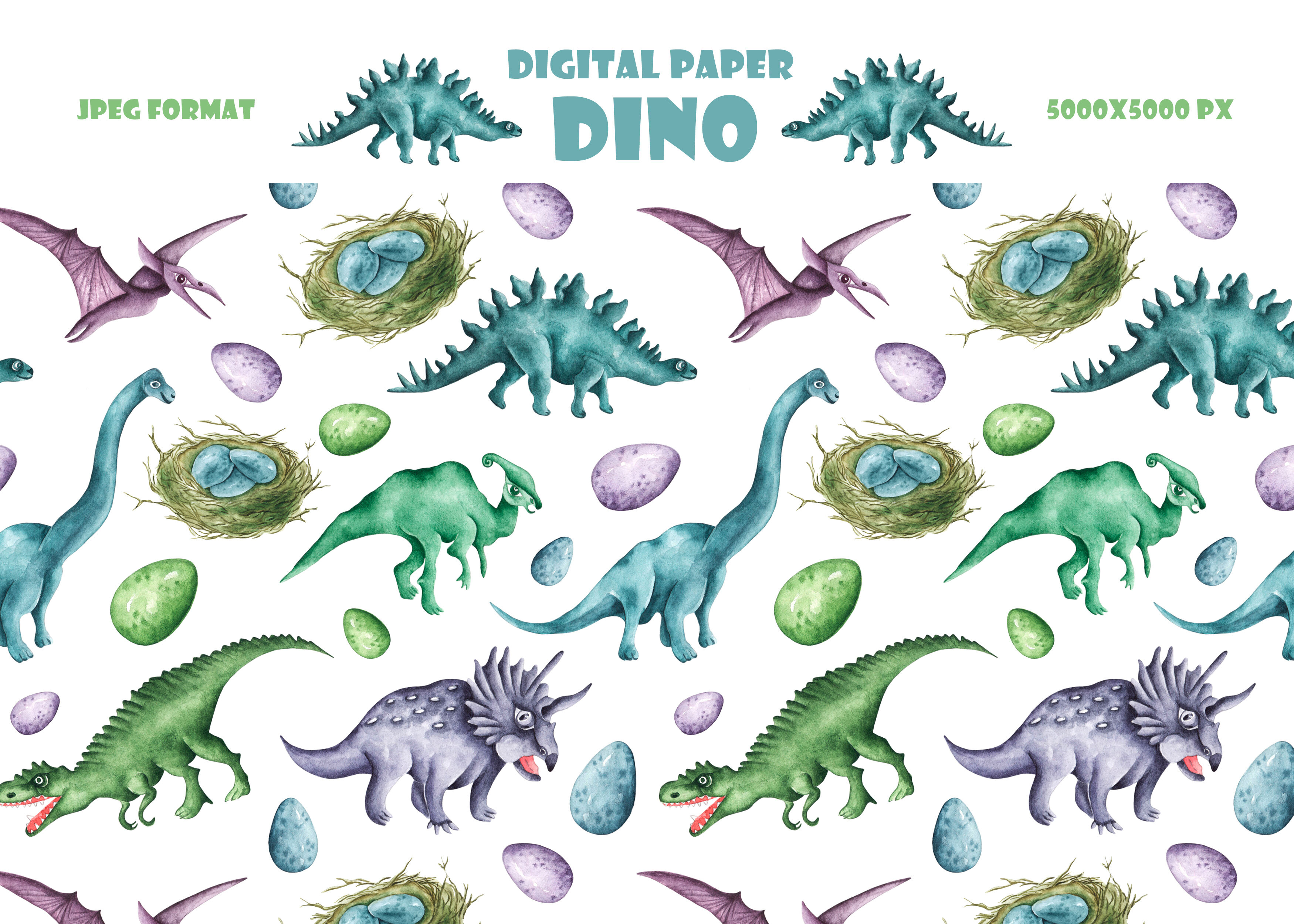 Dino background. Seamless pattern with dinosaurs, baby pattern