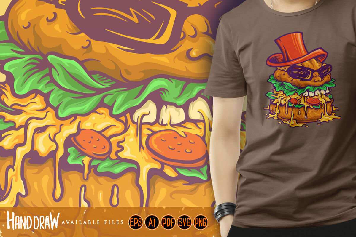 Logo Badass Mascot Burger TheHungryJPEG Fast By Food artgrarisstudio 