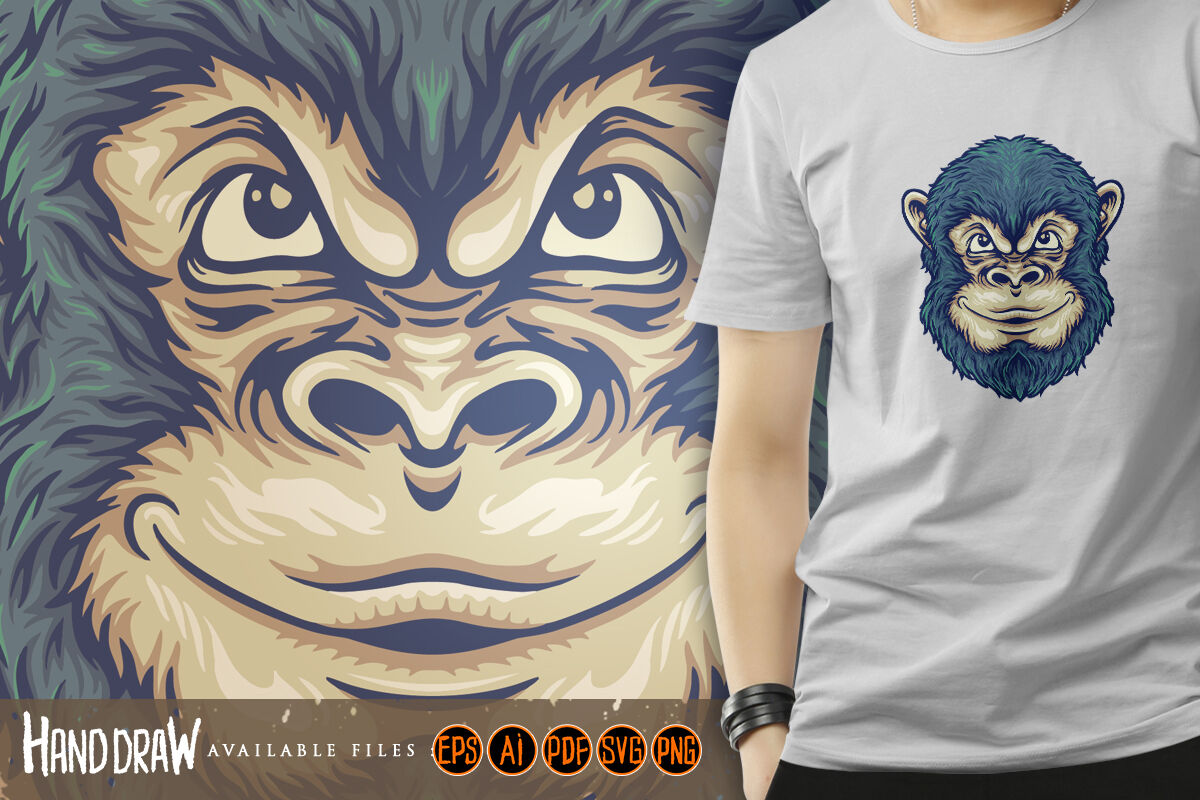 Cool Head Monkey Thinking Clipart By artgrarisstudio | TheHungryJPEG