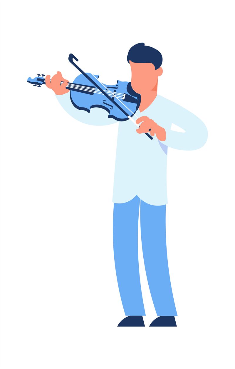 Cartoon violinist. Young male with musical instrument. Orchestra membe By  SpicyTruffel | TheHungryJPEG
