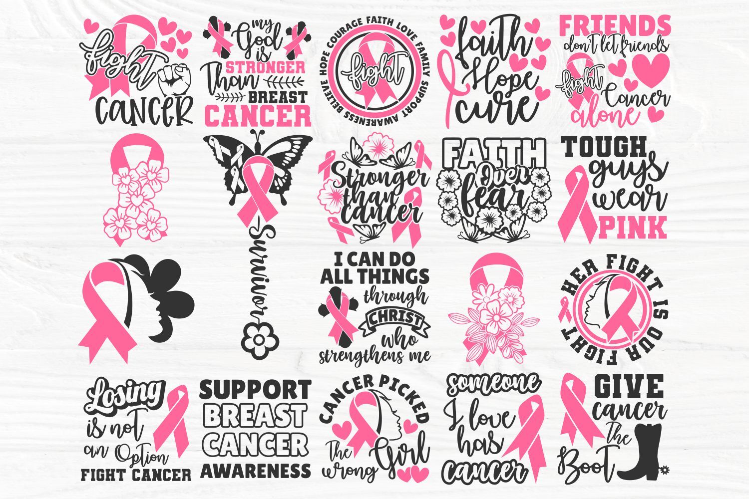 Pink ribbon clipart image, breast cancer awareness month - free svg file  for members - SVG Heart