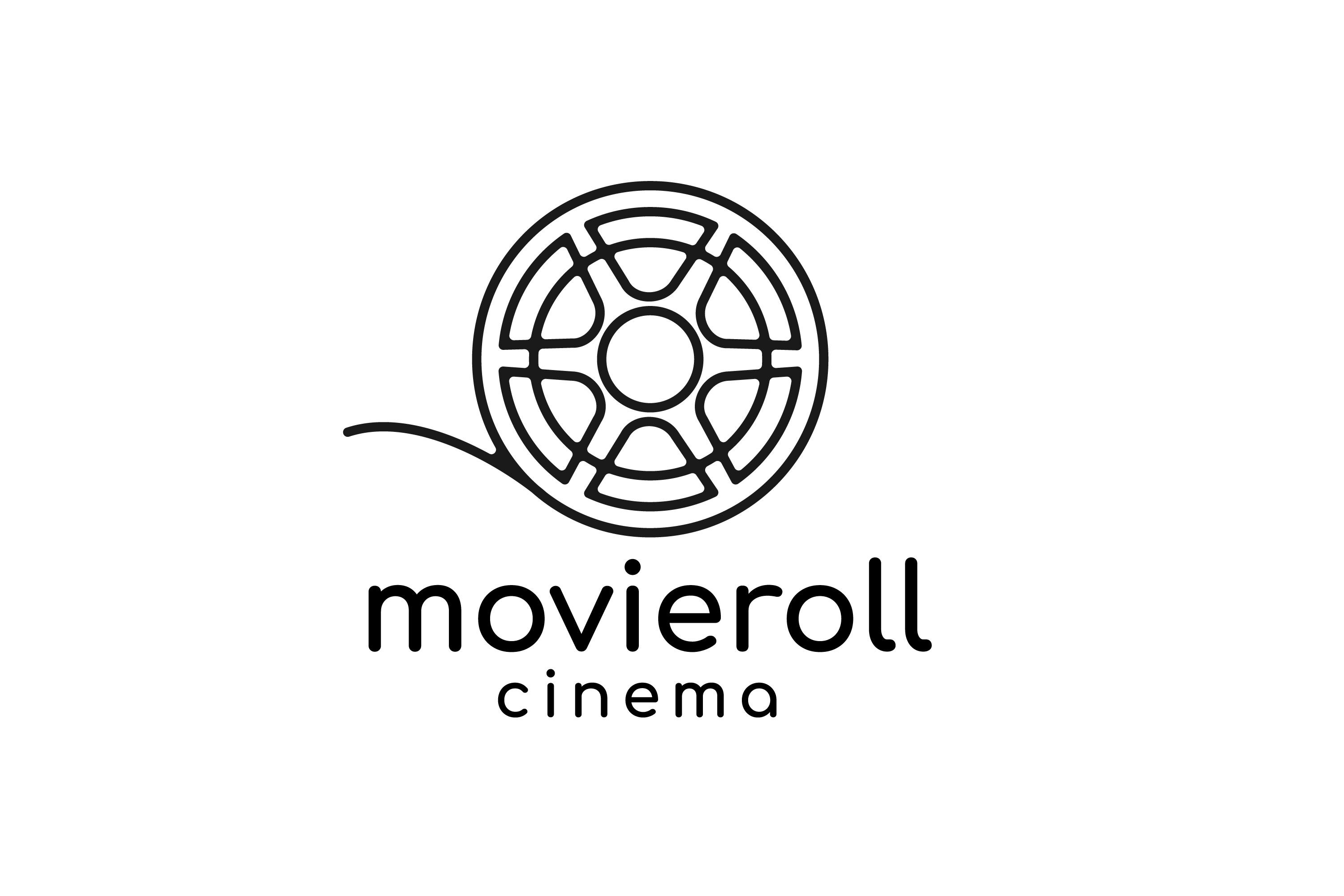 Monoline film reel or roll tapes for movie cinema Logo By