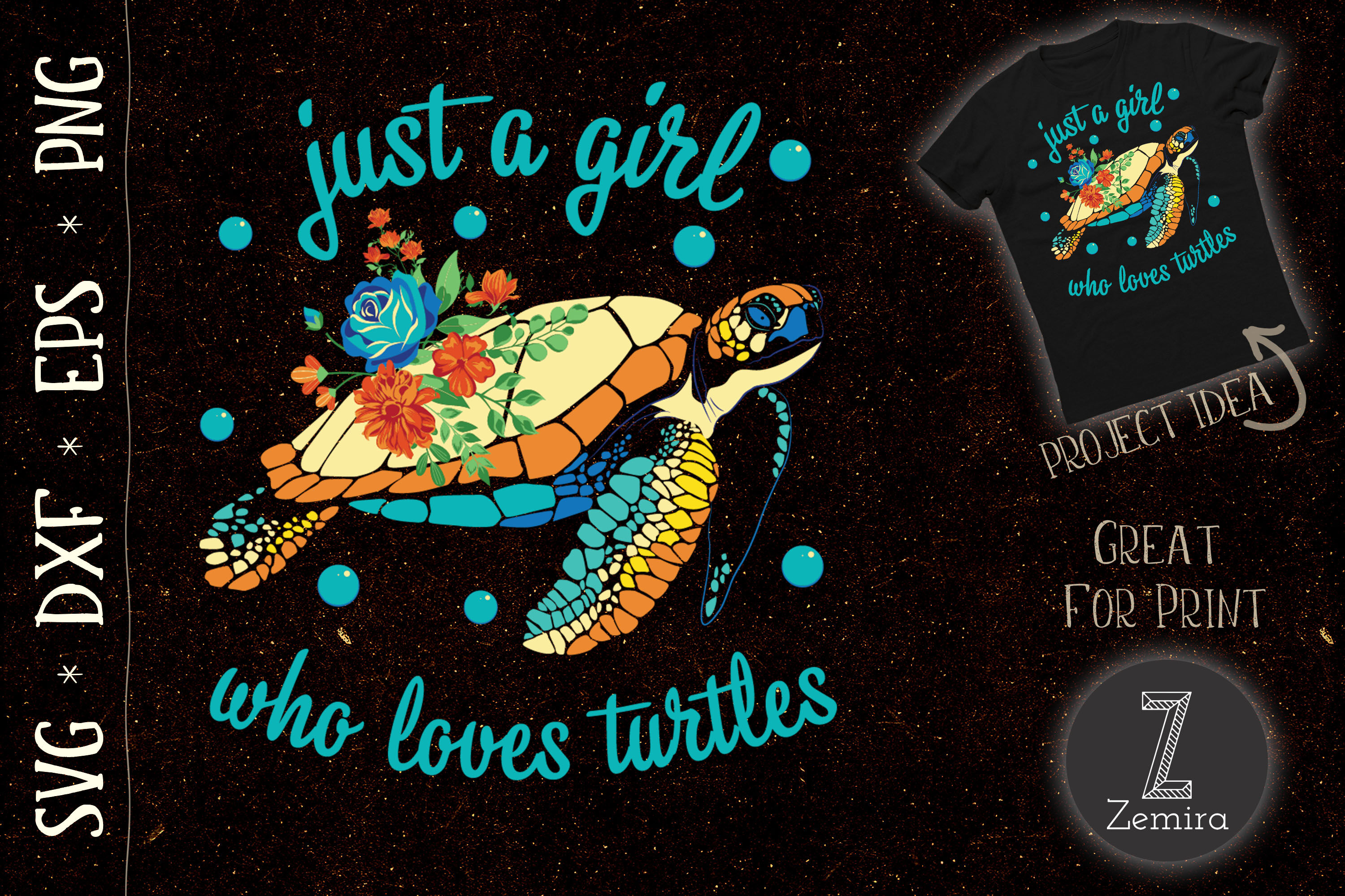 Just A Girl Who Loves Turtles Sea Turtle By Zemira Thehungryjpeg
