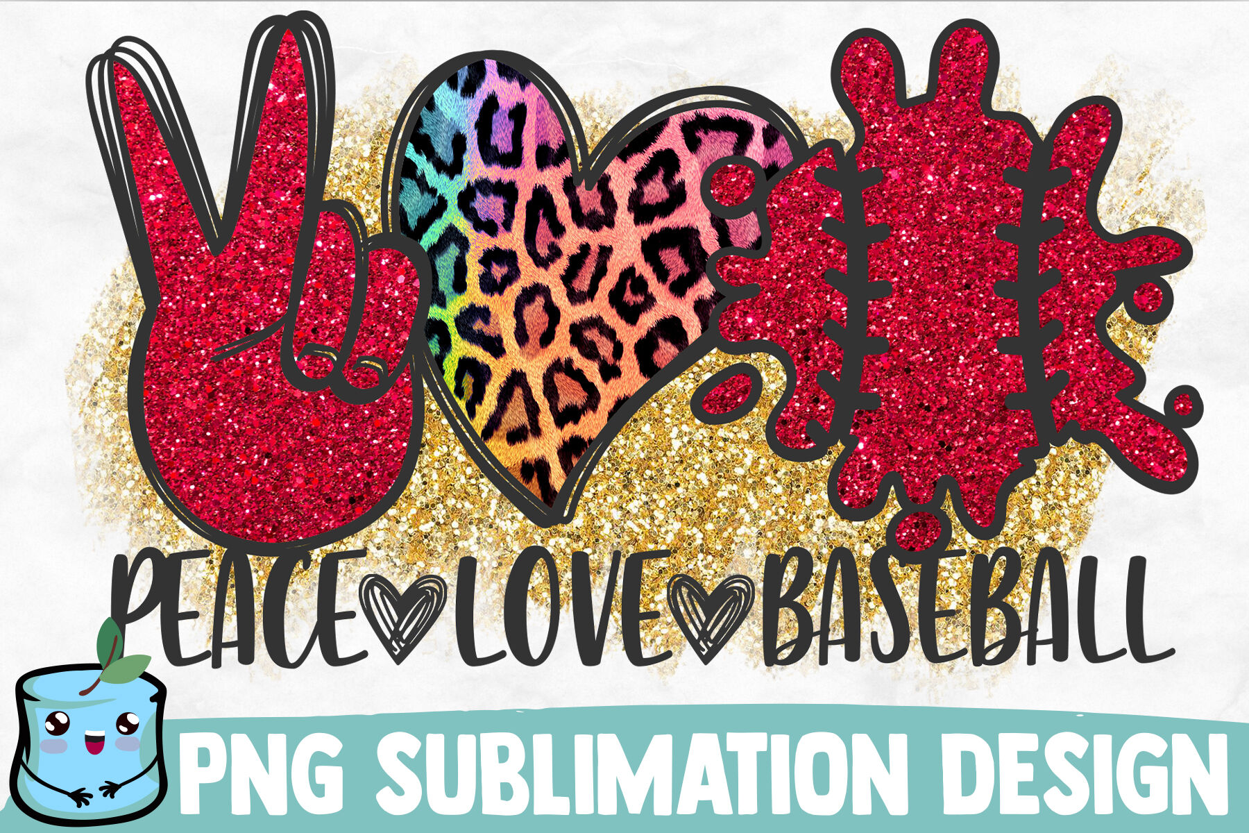 Peace Love Baseball Sublimation Design