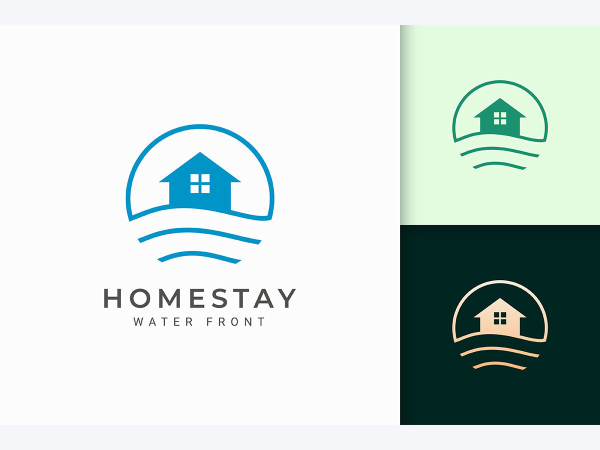 Natural homestay logo, simple logo icon homestay background, beach house  logo Stock Vector | Adobe Stock