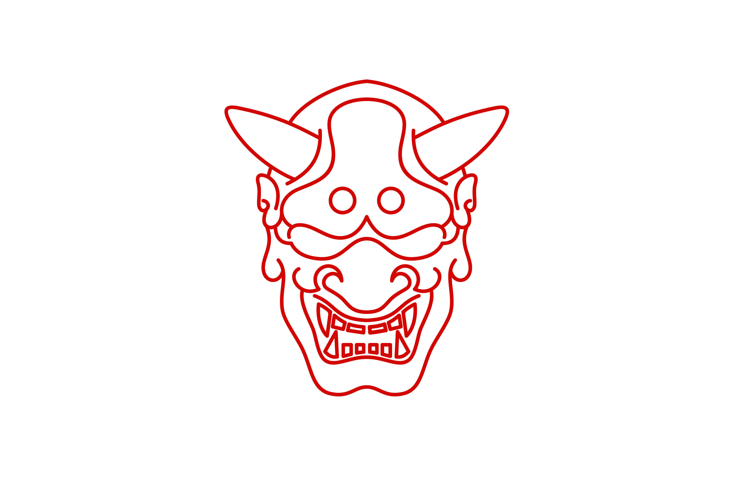 Line Japanese Demon Oni Mask Logo Design By weasley99 | TheHungryJPEG
