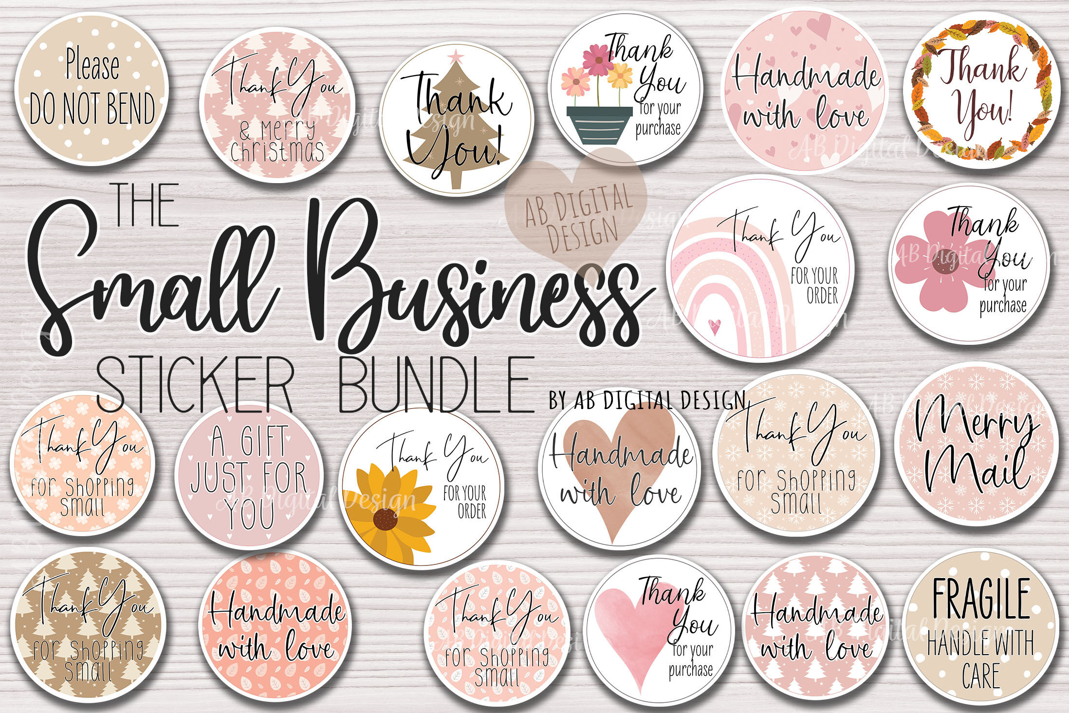 Small Business Sticker Bundle, Printable Stickers for Packaging By AB  Digital Design