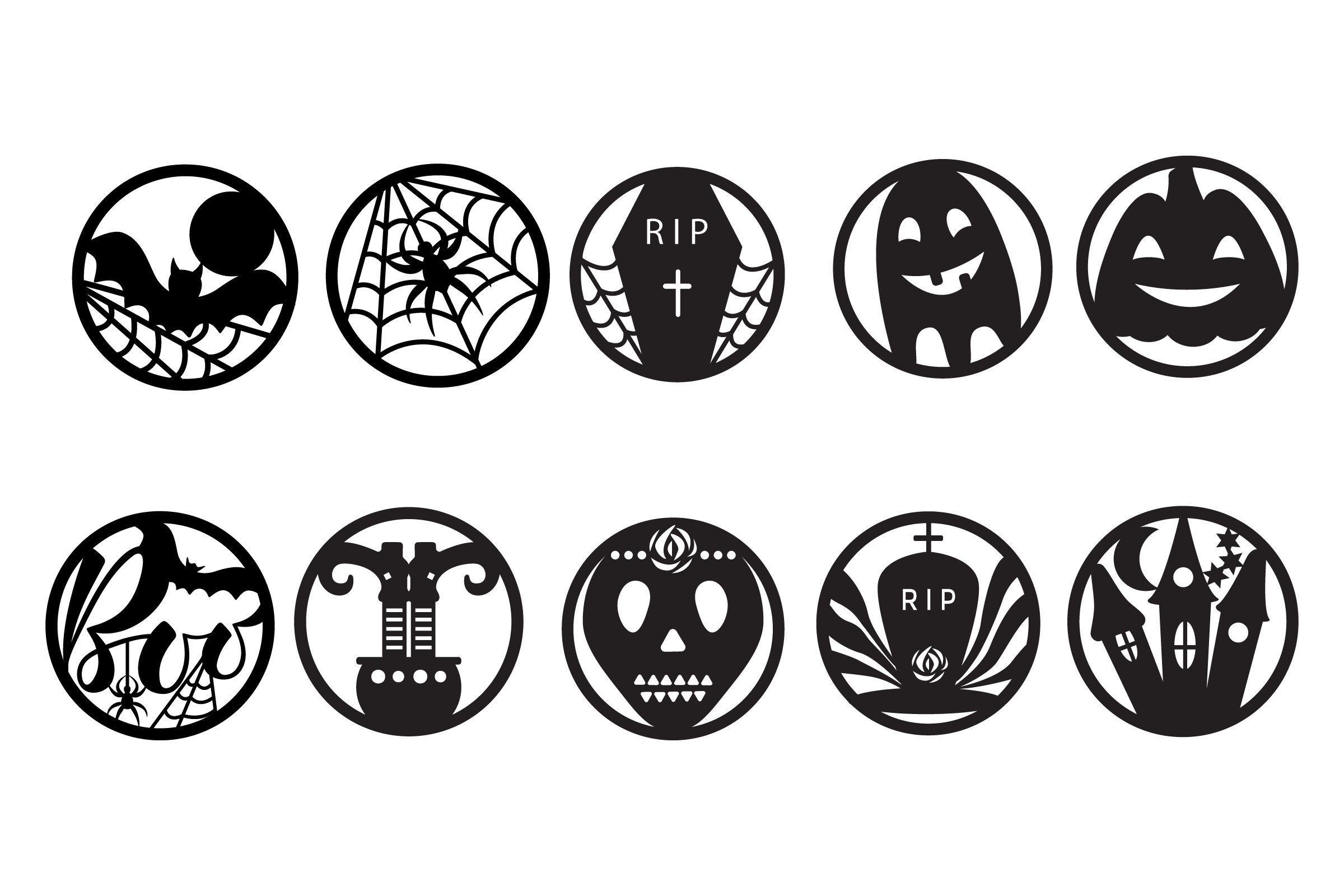 Halloween Coasters Bundle Decorative Circle Coasters SVG By Olyate 