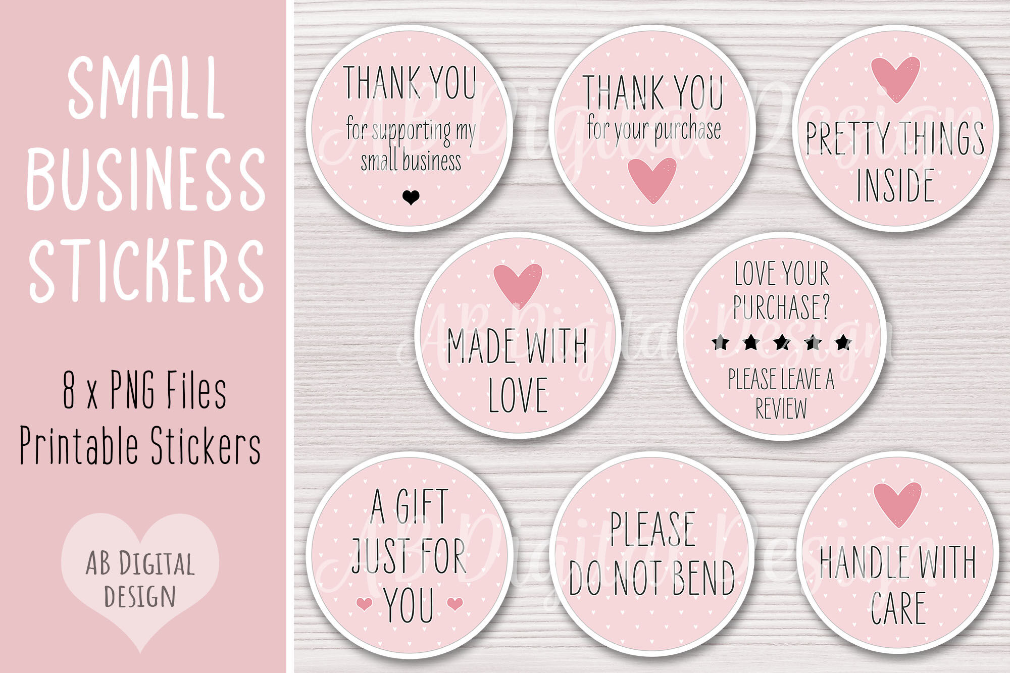 Pink Thank You For Your Order Stickers - Blush Pink Business Stickers -  Leave A Review Stickers - Light Pink Printed Business Stickers