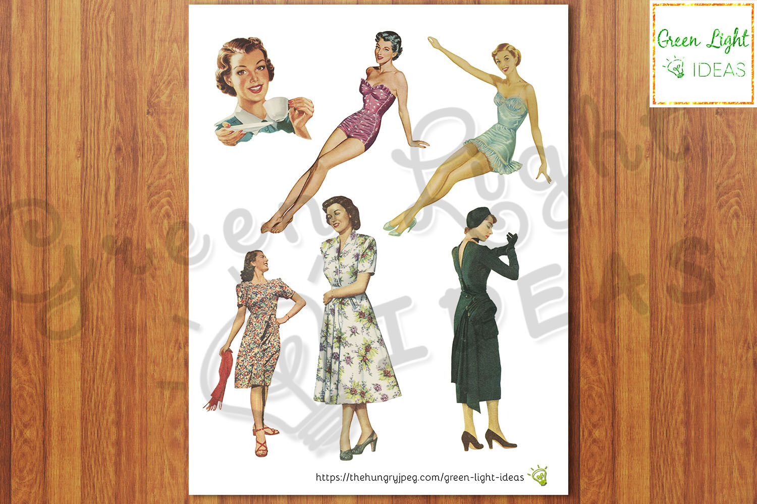 Vintage Junk Journal Mid Century Women Printable Ephemera By Green Light  Ideas