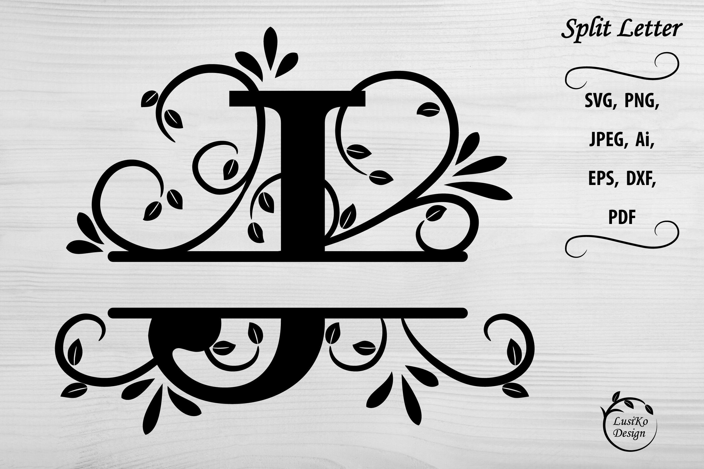 Letter J. Split monogram letter J. Floral alphabet SVG, DXF By LusiKo ...