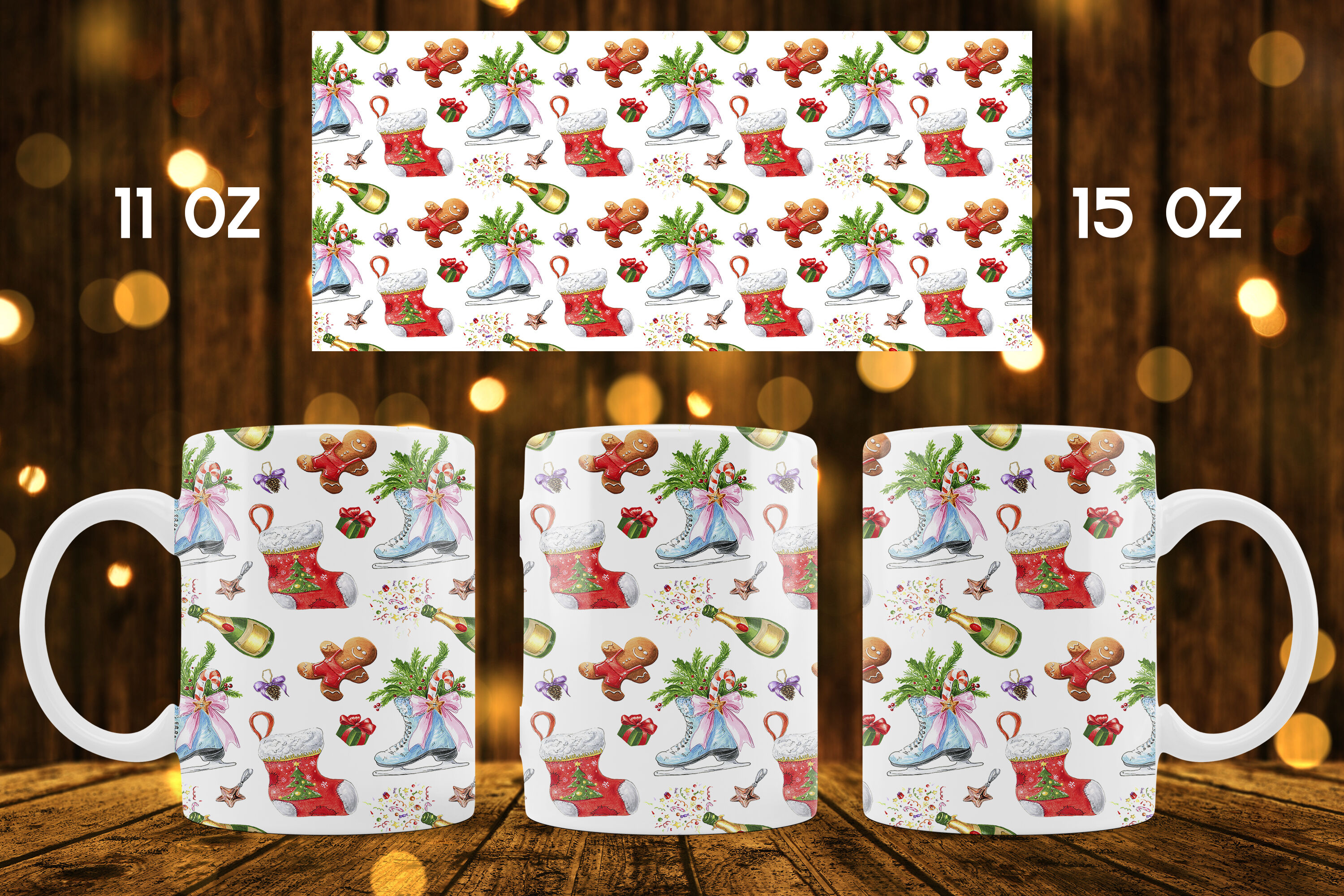 11oz and 15oz Sublimation Designs for Mugs Christmas mug Template Mug Design Sublimation Mug PNG 300DPI Digital Print on Christmas