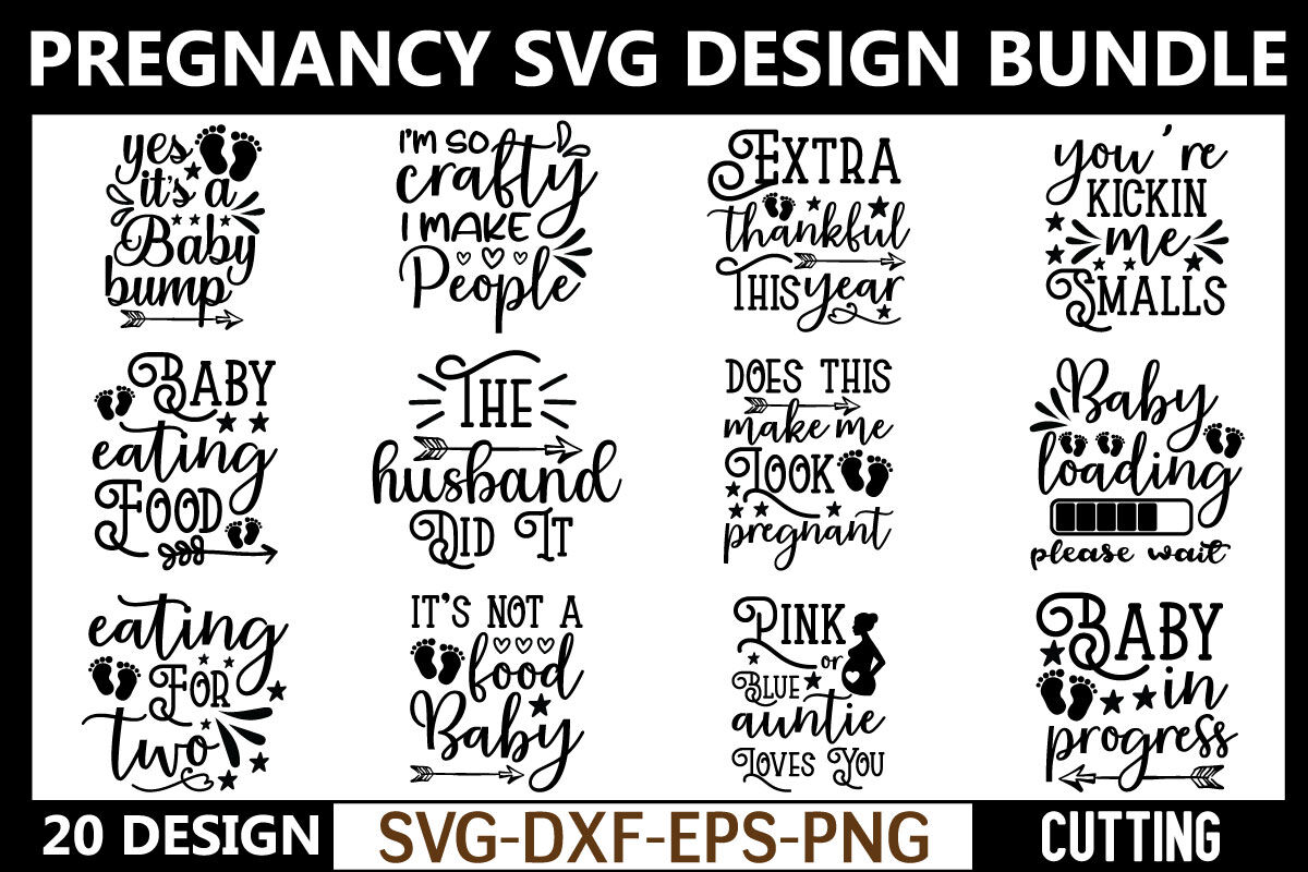 Pregnancy SVG Bundle, 6 Designs, Pregnancy Quotes SVG, Pregnancy