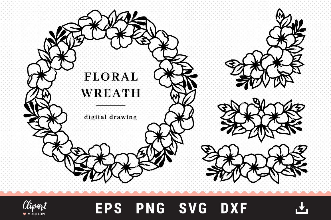 Wreath SVG File Flower Wreath Svg Floral Wreath Clipart 