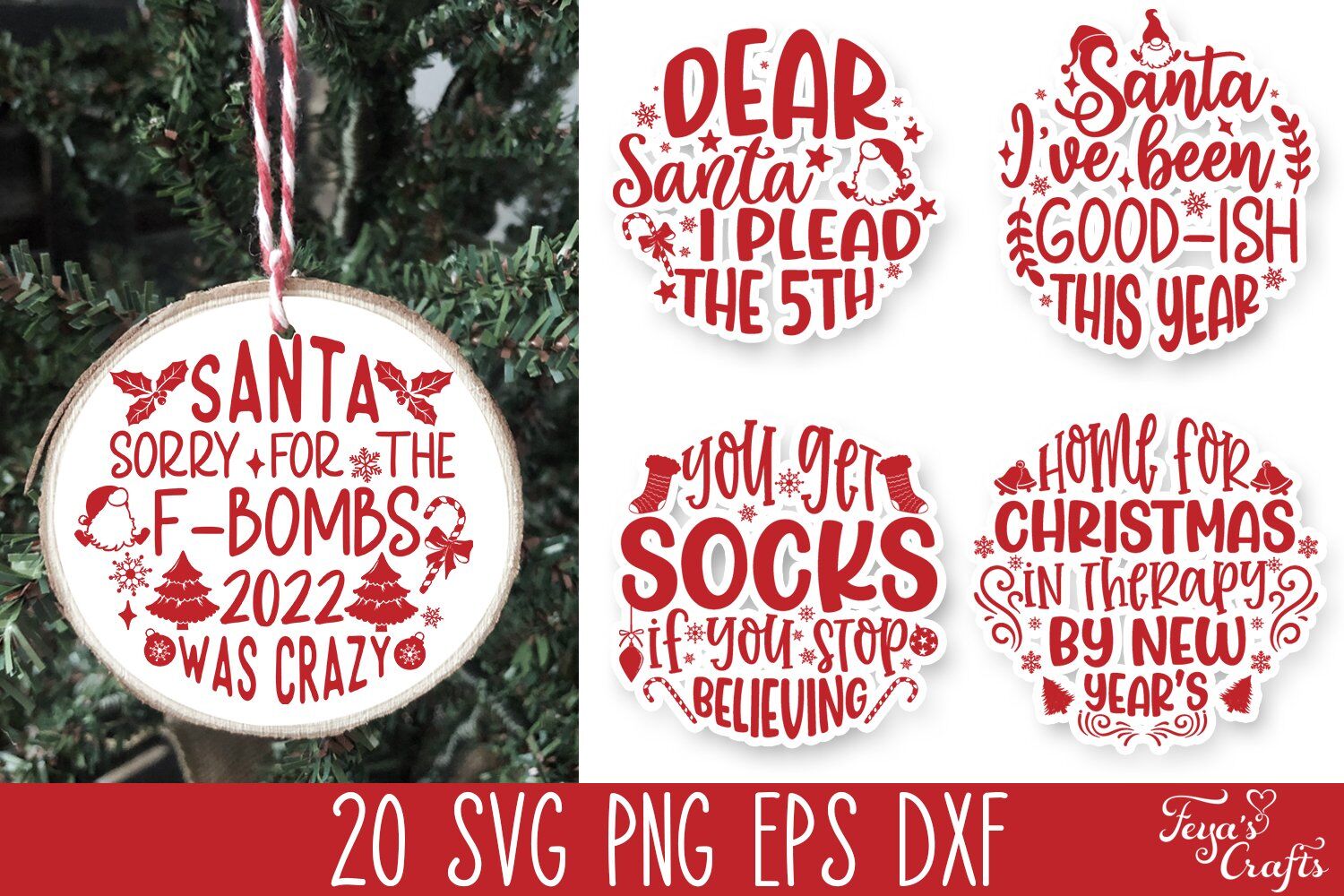 Funny Round Christmas Quotes SVG Pack By Anastasia Feya Fonts & SVG Cut  Files | TheHungryJPEG