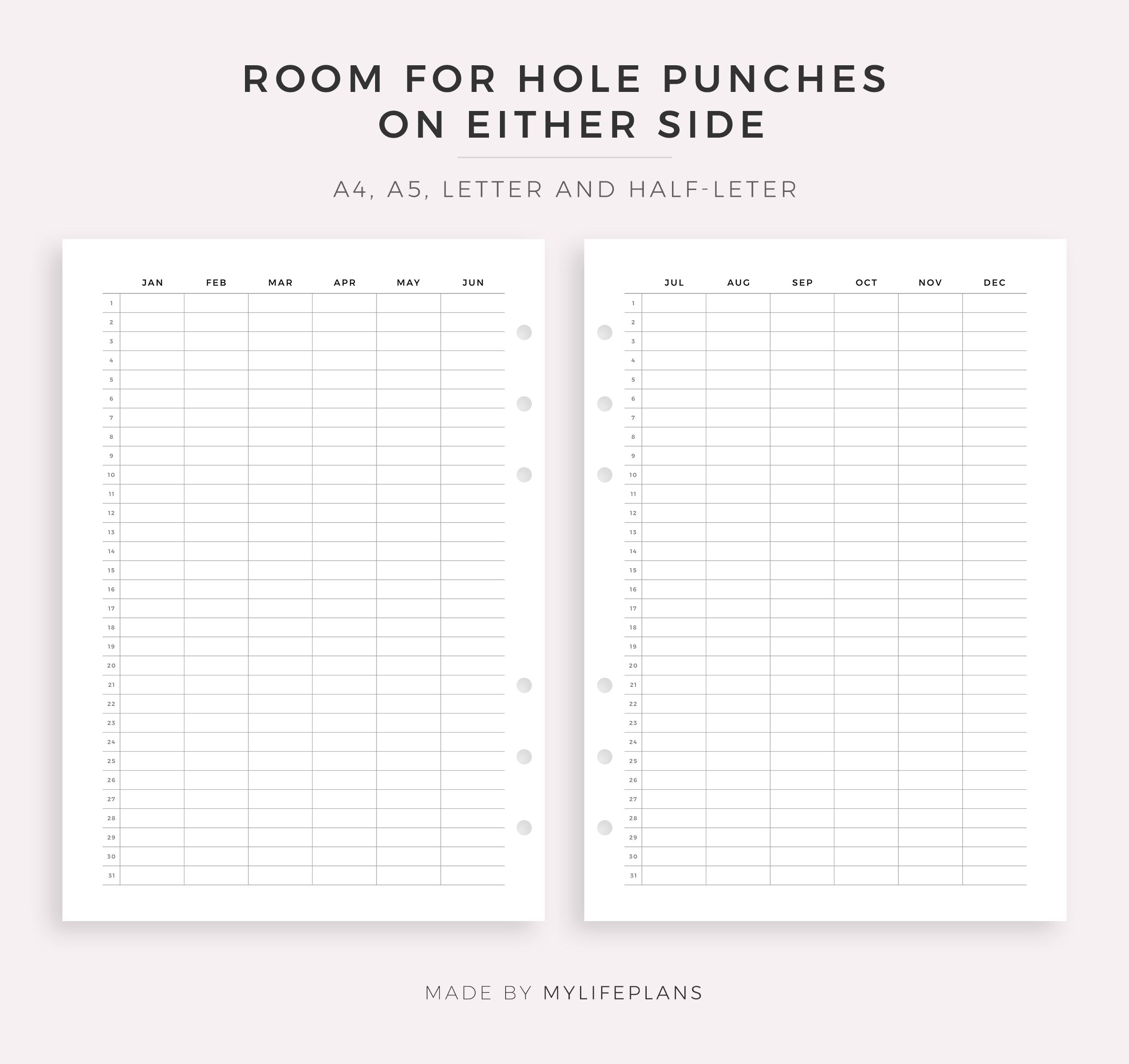 year calendar on two pages printable year at a glance by mylifeplans thehungryjpeg com