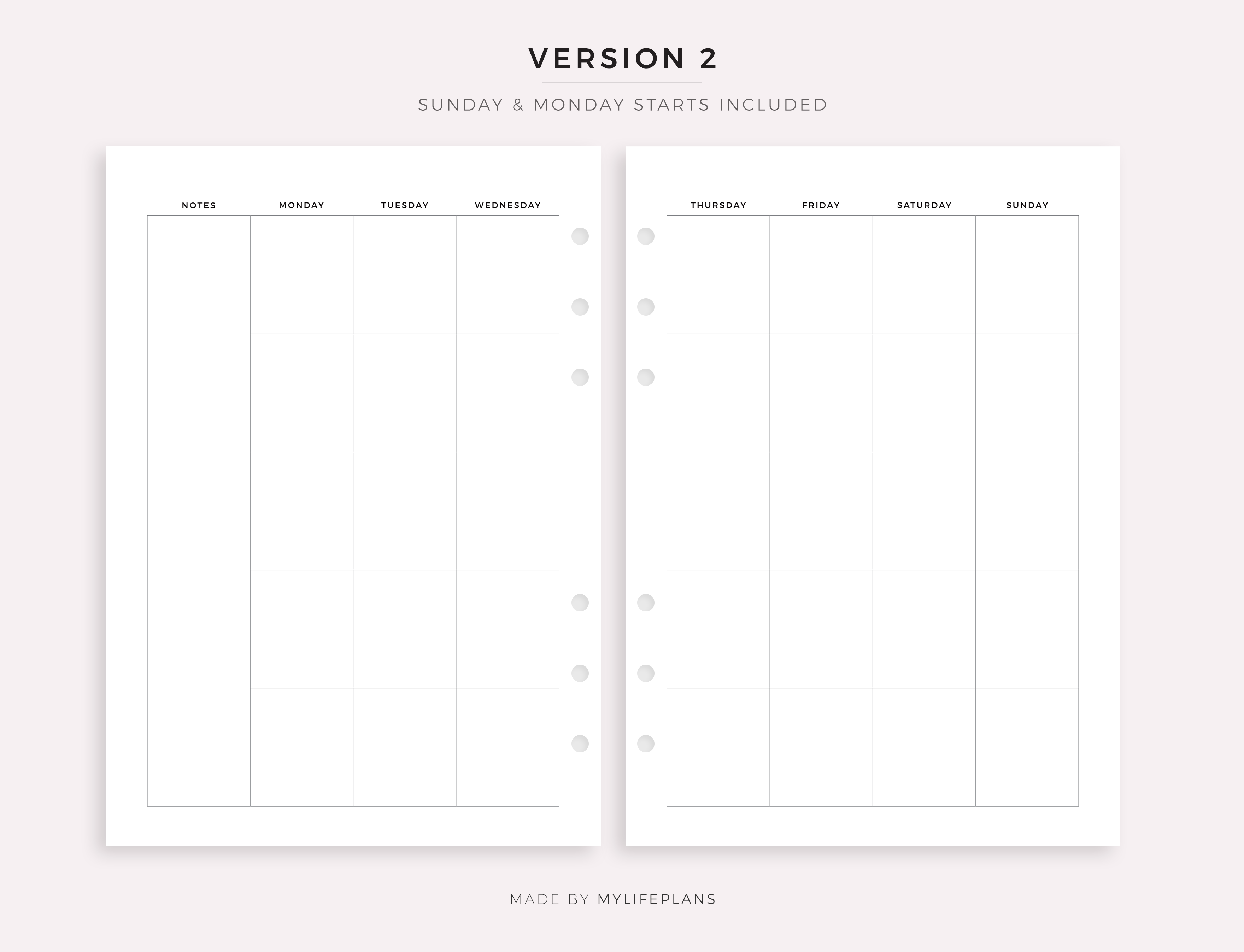 2 page blank monthly calendar minimalist calendar template pdf by mylifeplans thehungryjpeg com