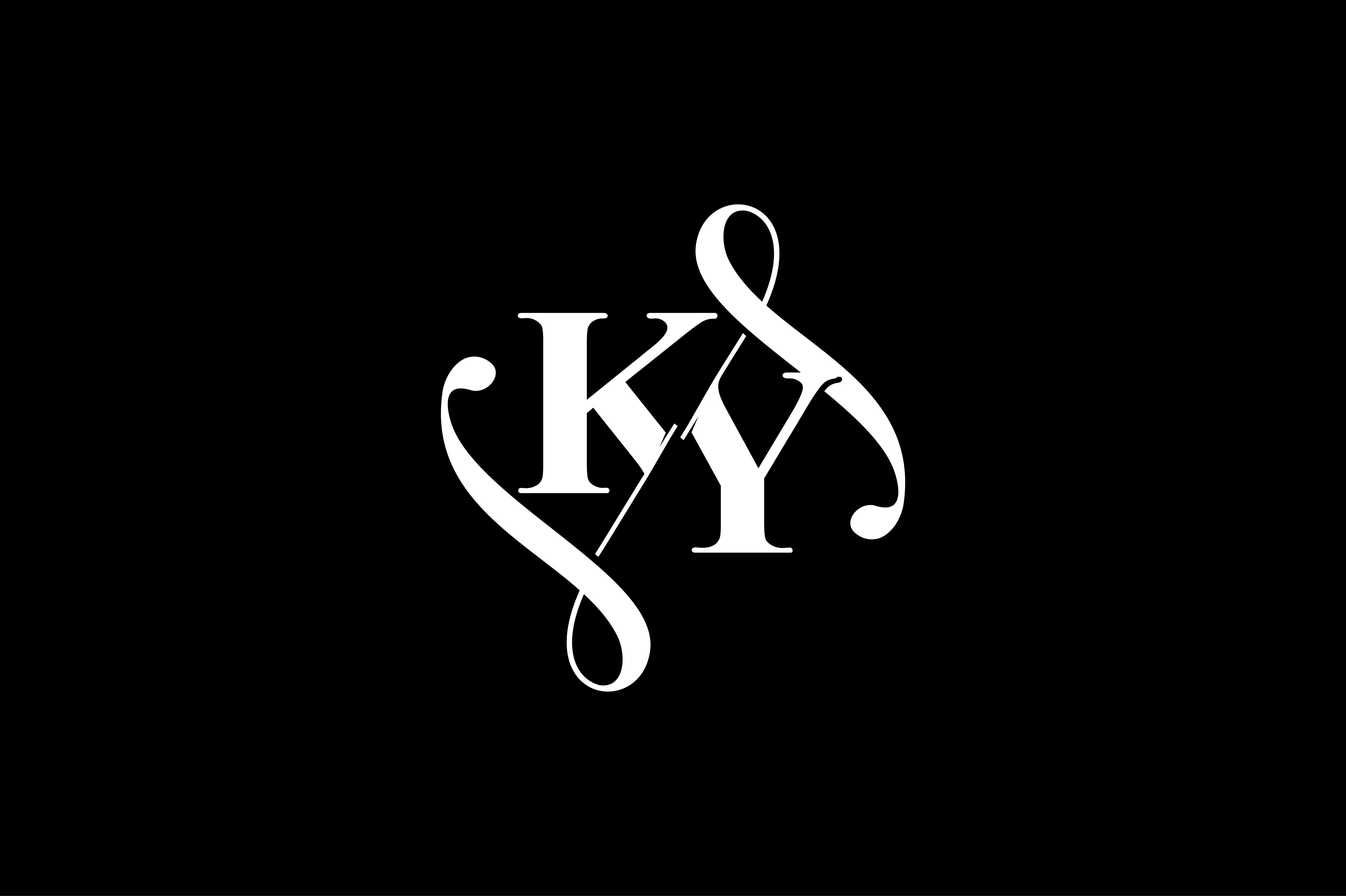 Vintage Monogram KY YK Digital Download K Y 