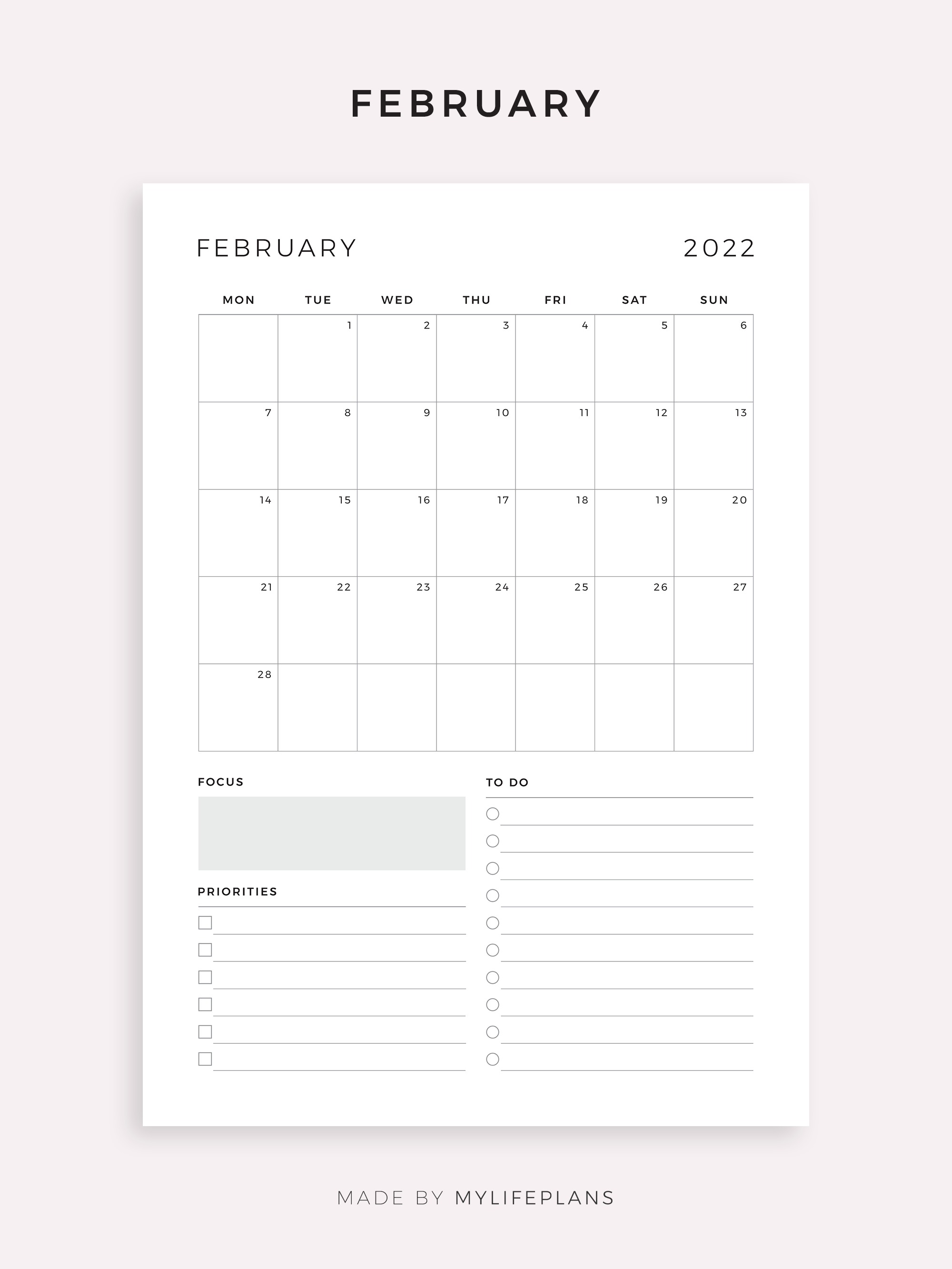 2022 Monthly Productivity Planner, Monthly Schedule, Monthly Organizer ...