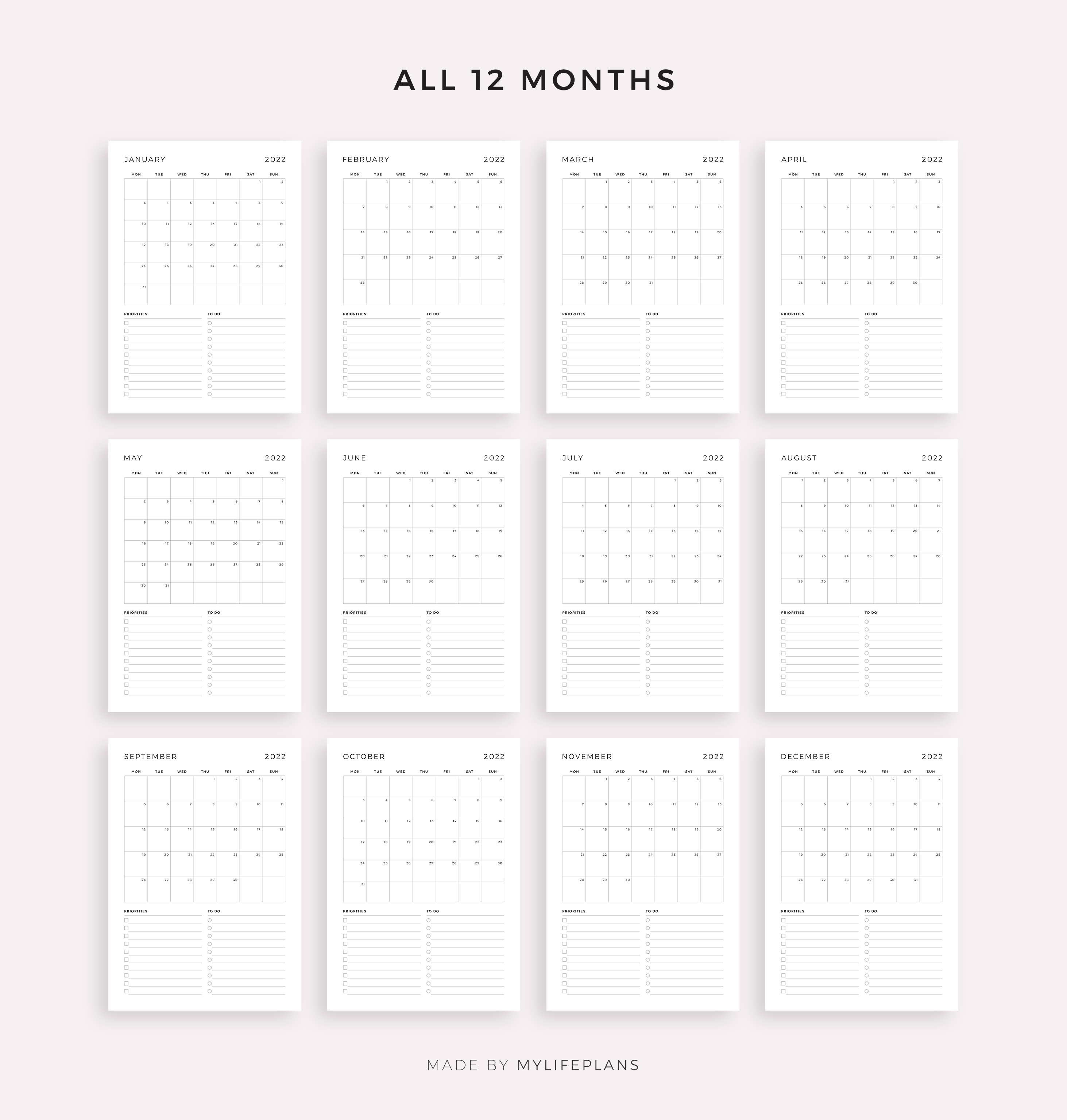 2022 Dated Monthly Planner, Productivity Planner, Monthly Organizer By ...