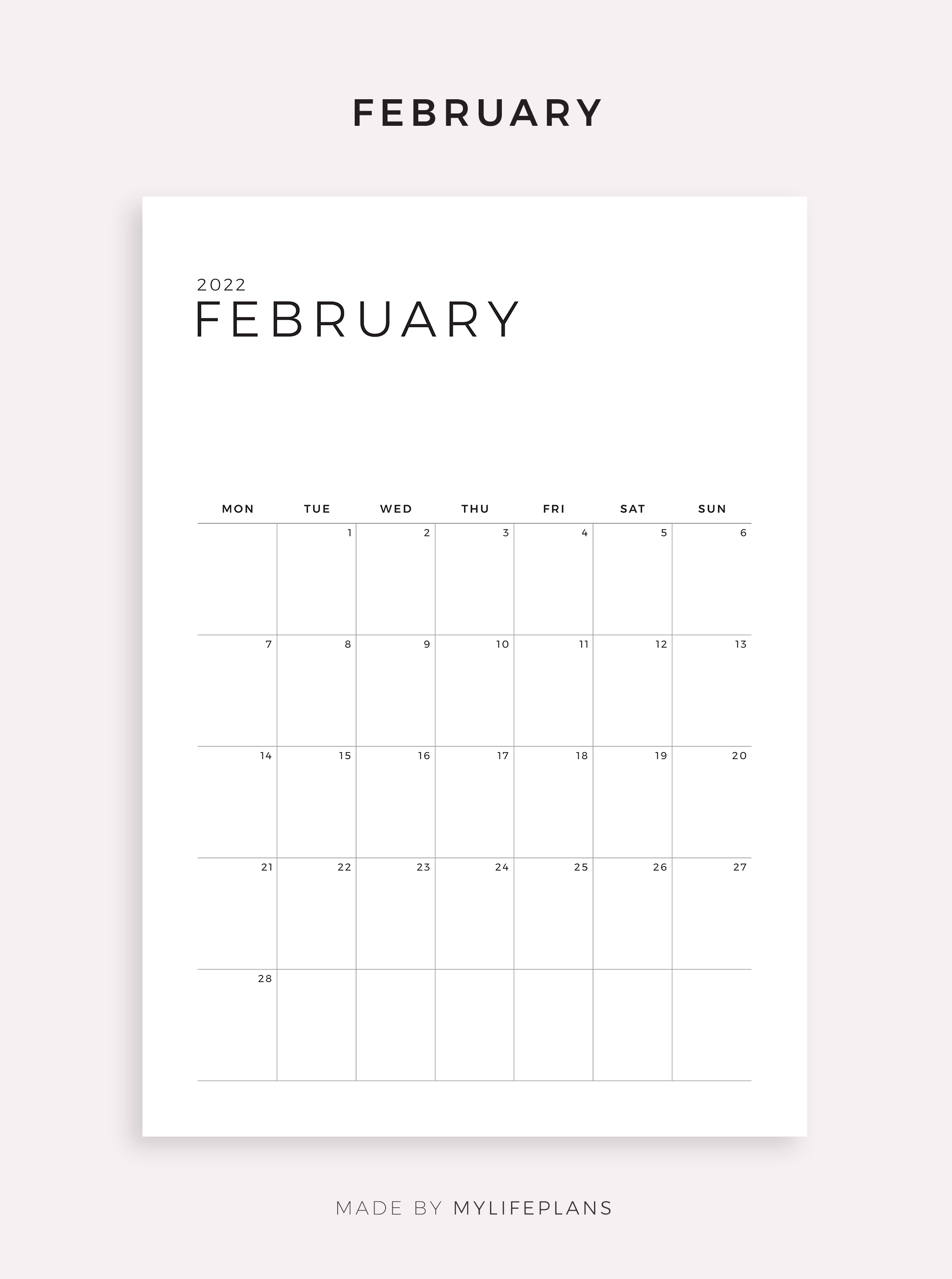 Typeable Calendar 2022