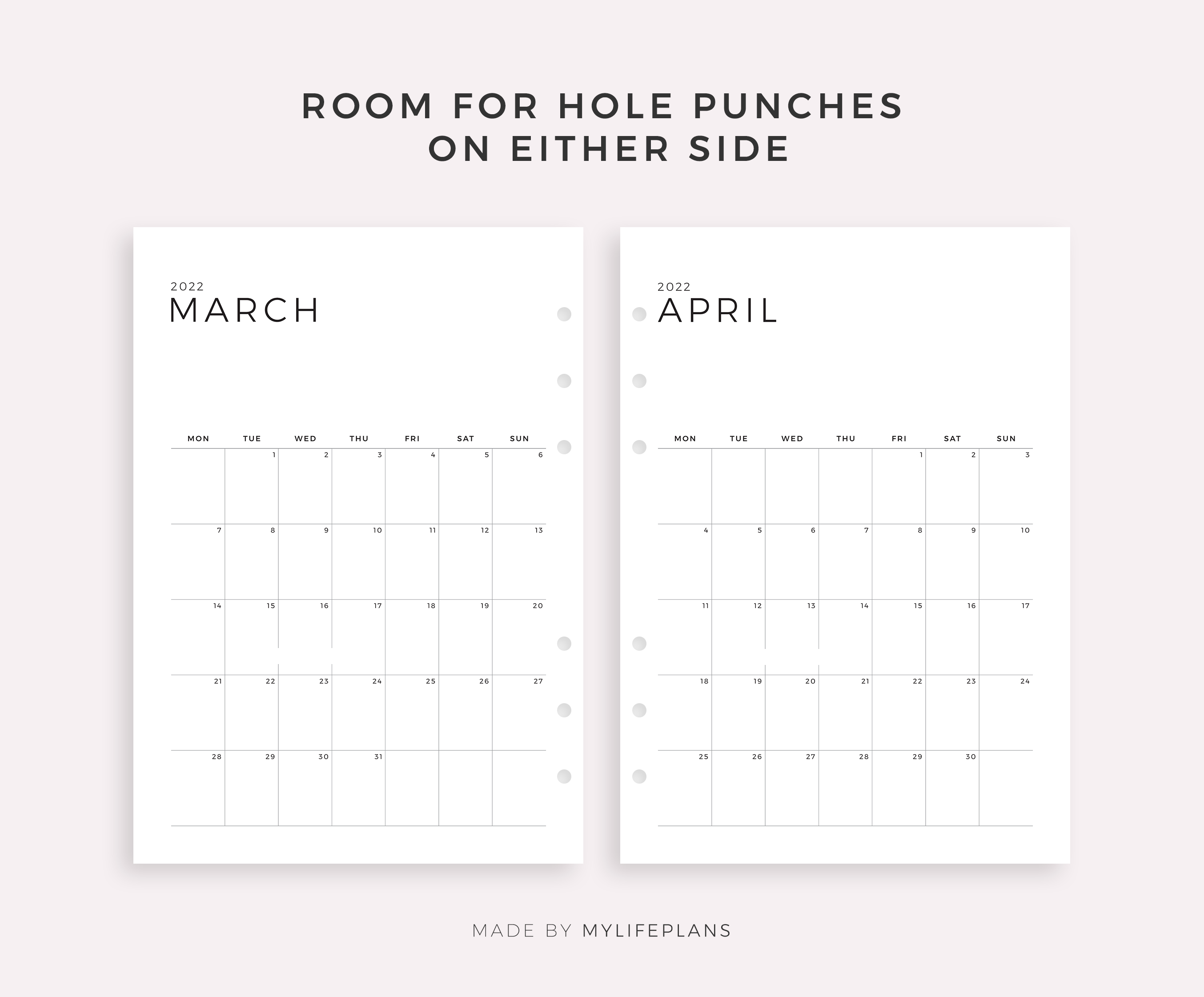 2022 Monthly Calendar Printable & Fillable, Year Calendar Template By  Mylifeplans | Thehungryjpeg