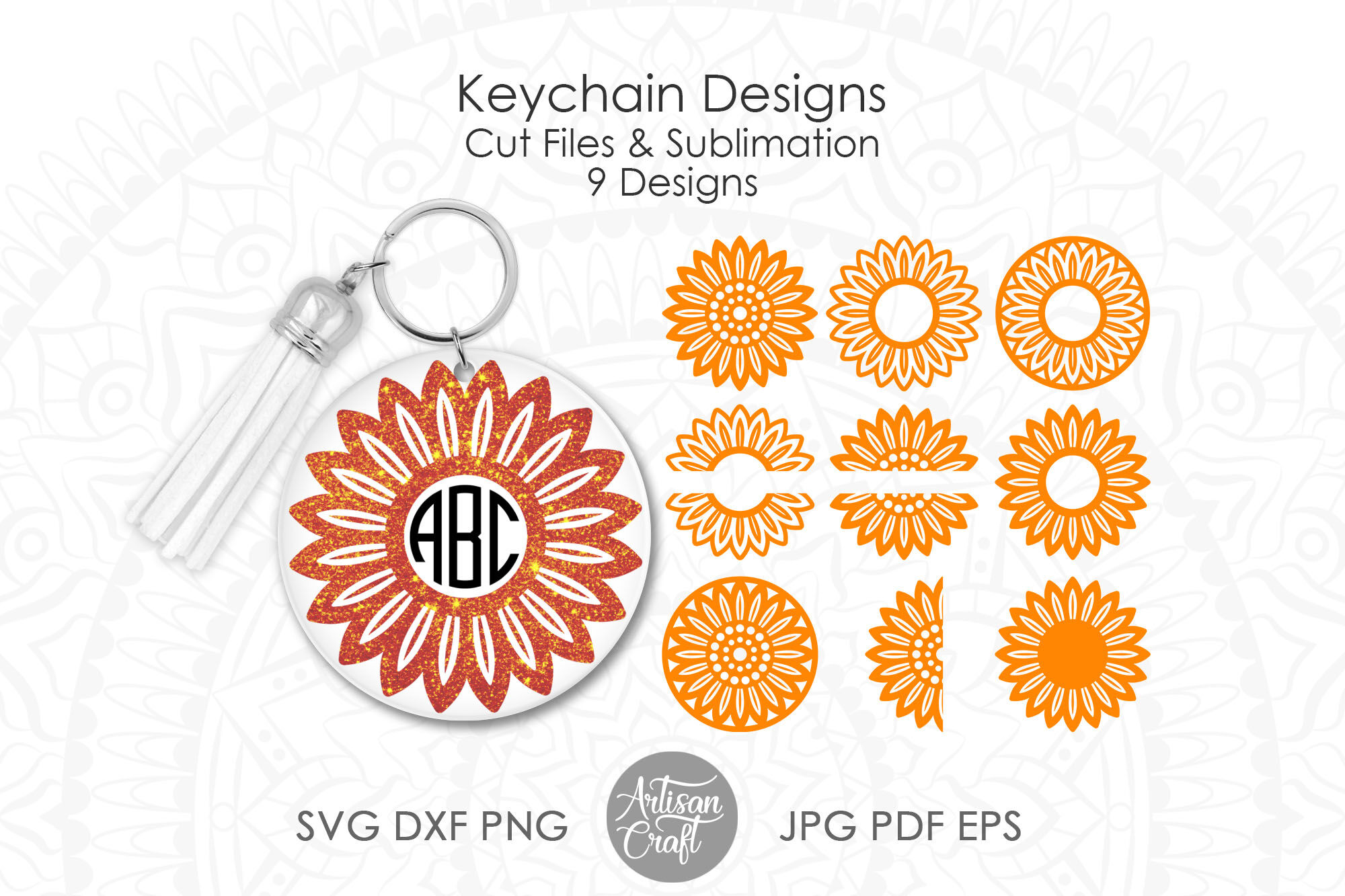 Sunflower keychain SVG, sunflower keyring By Artisan Craft SVG ...