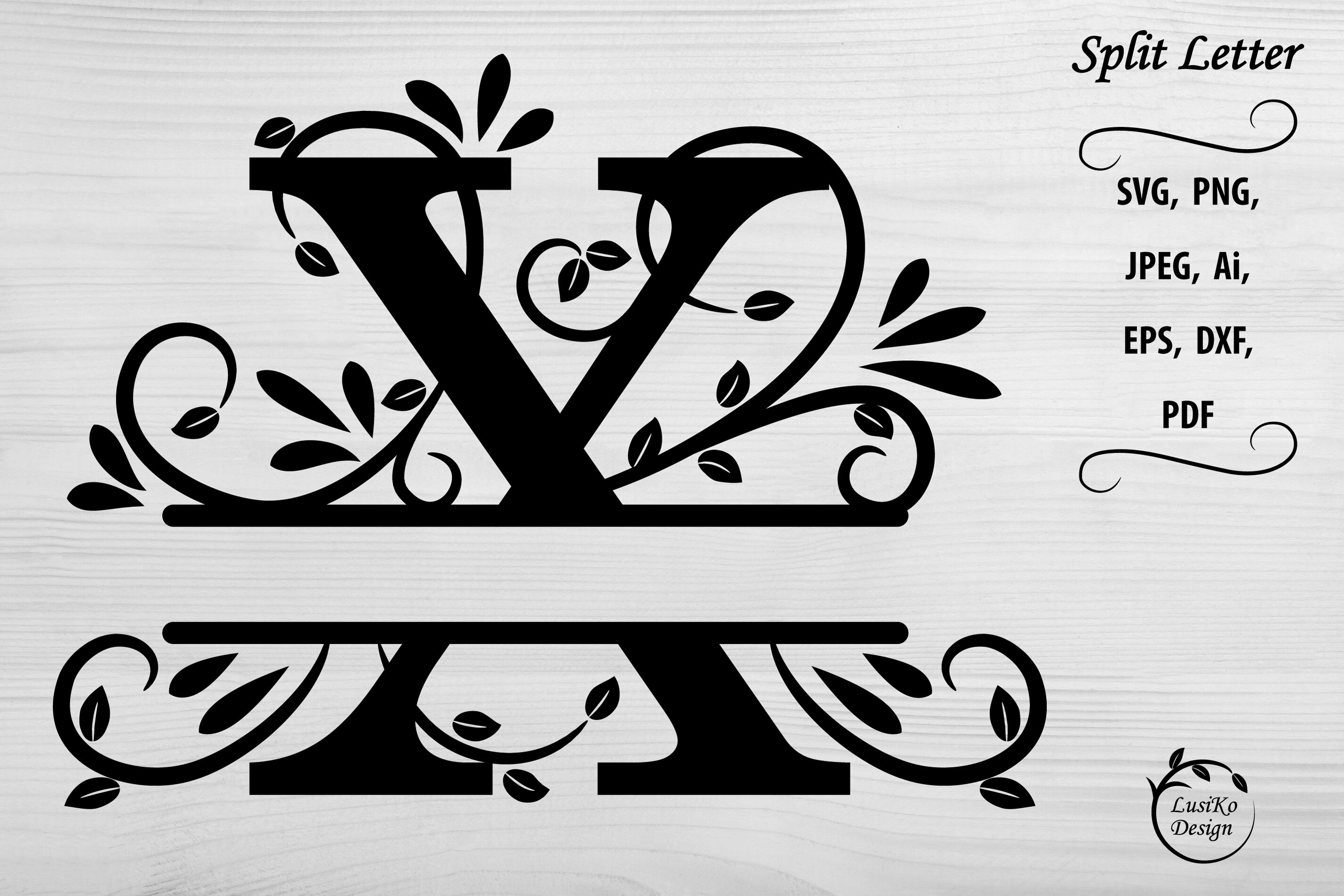 Flower Split Monogram Alphabet SVG Split Monogram Frame 
