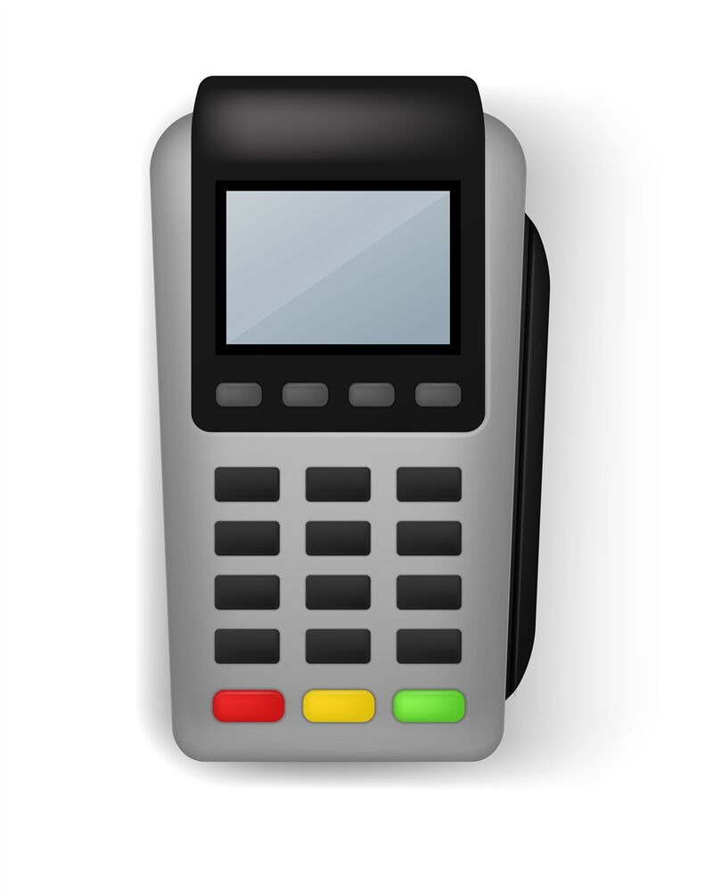 Payment terminal. Realistic banking electronic equipment. wireless gad ...