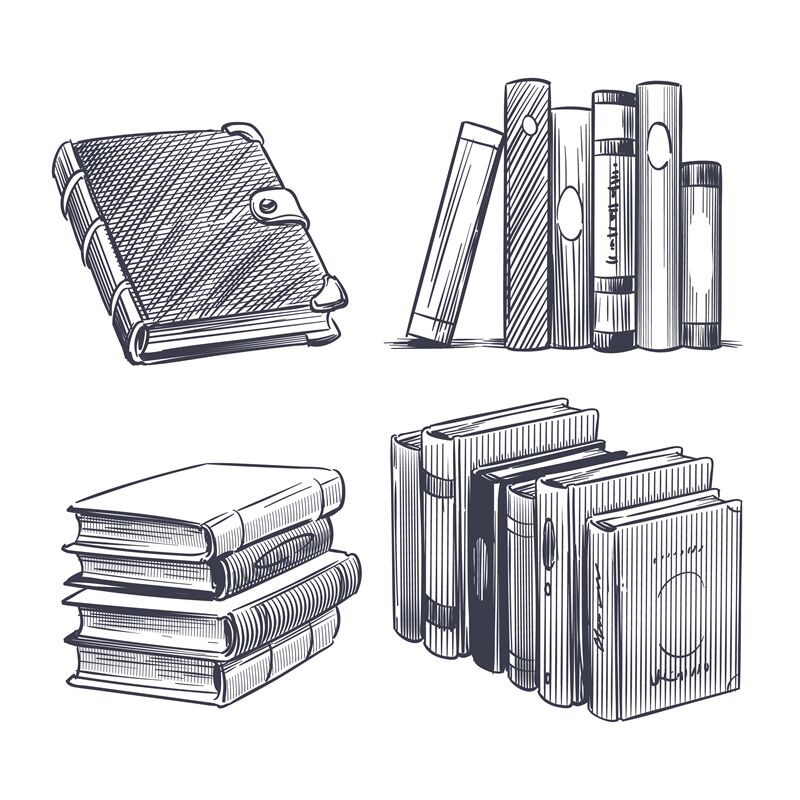 Library Book Sketch Stock Illustrations – 9,550 Library Book