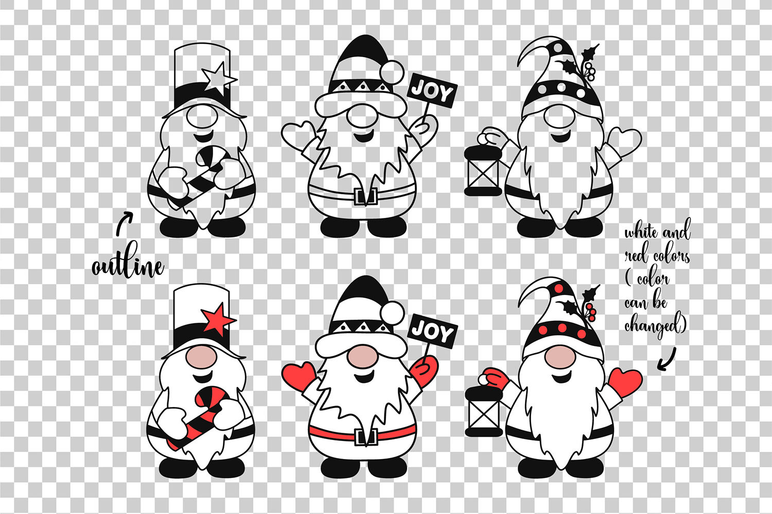 Christmas Things Clipart - Outlined
