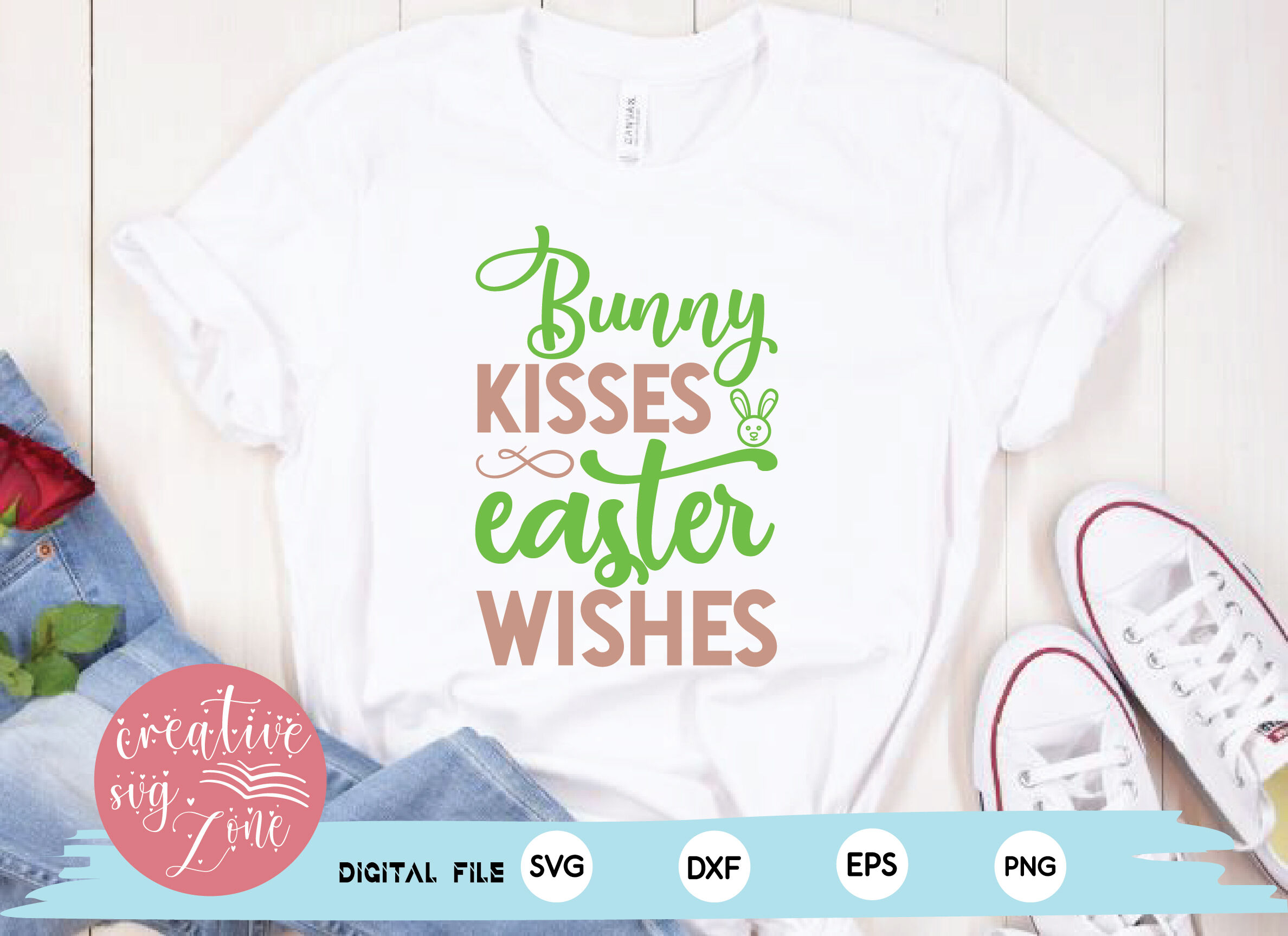 Bunny Kisses, Easter Wishes By creativesvgzone | TheHungryJPEG.com