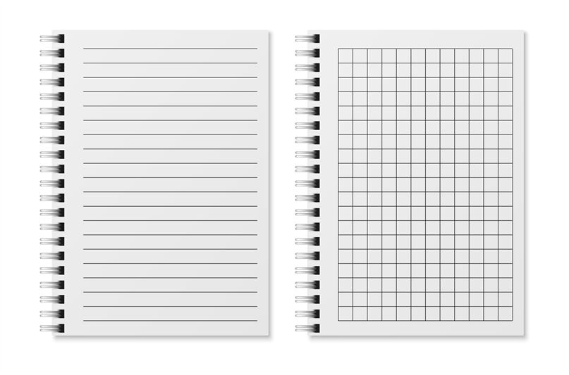 Blank sketchbook. Realistic padded diary notebook with dots and