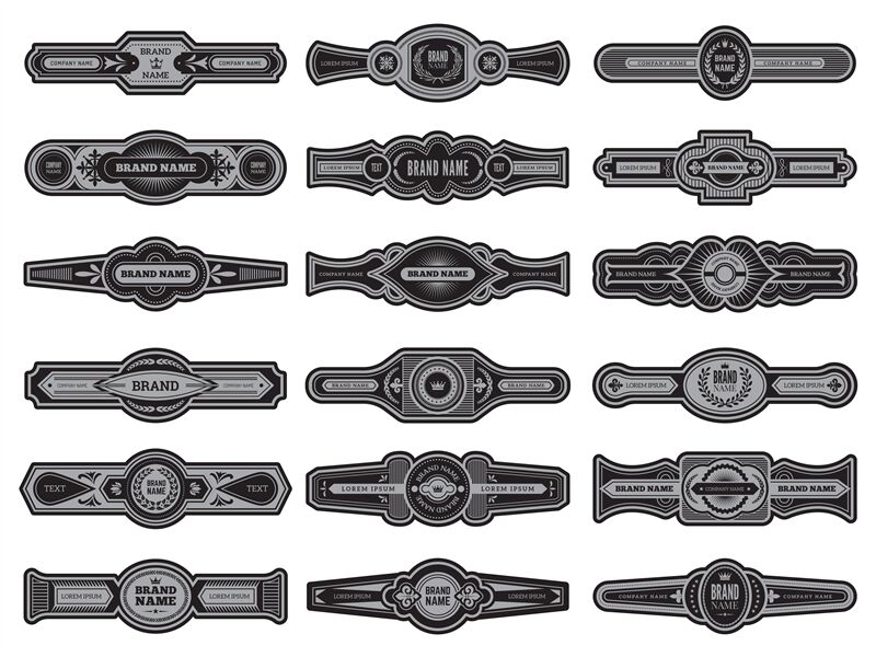 Cigar label set Badges or vintage logos for cigar vector template By