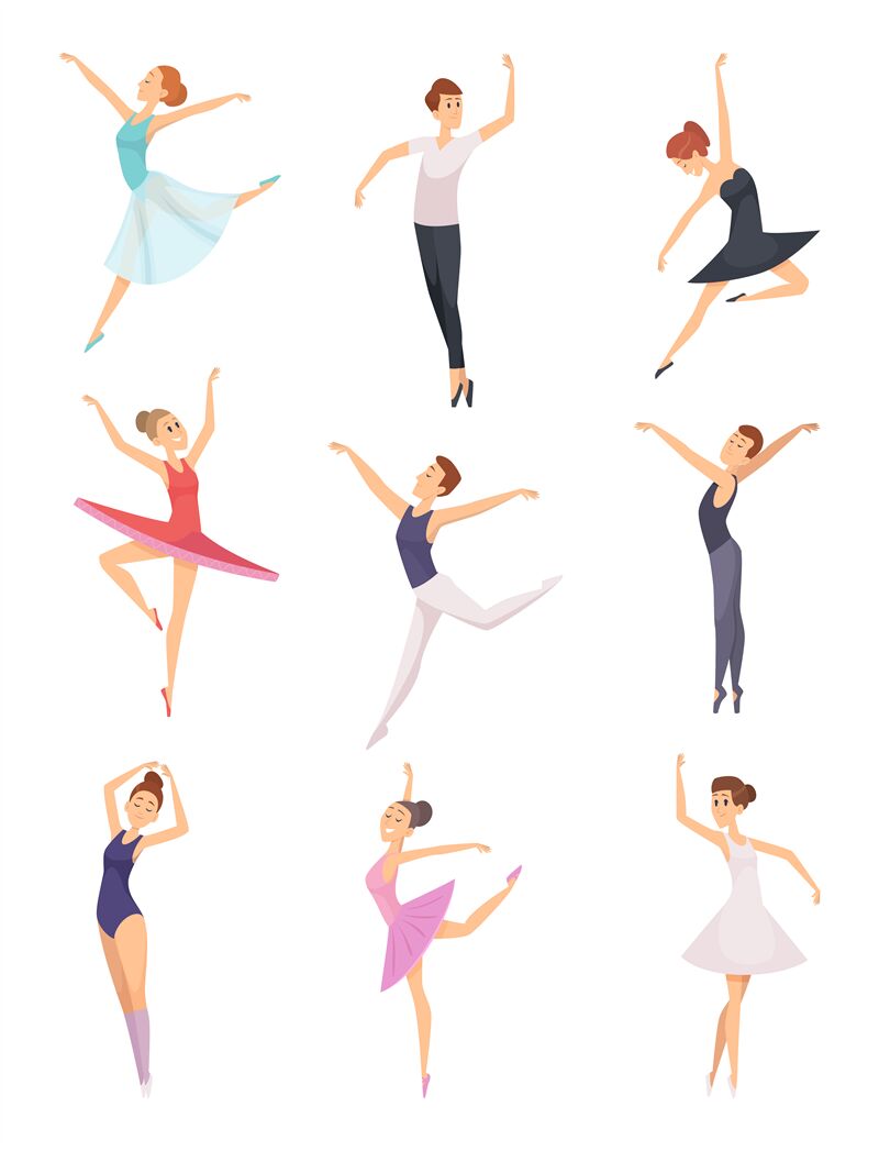 Ballet boys and girls. Ballet dancers male and female vector character ...