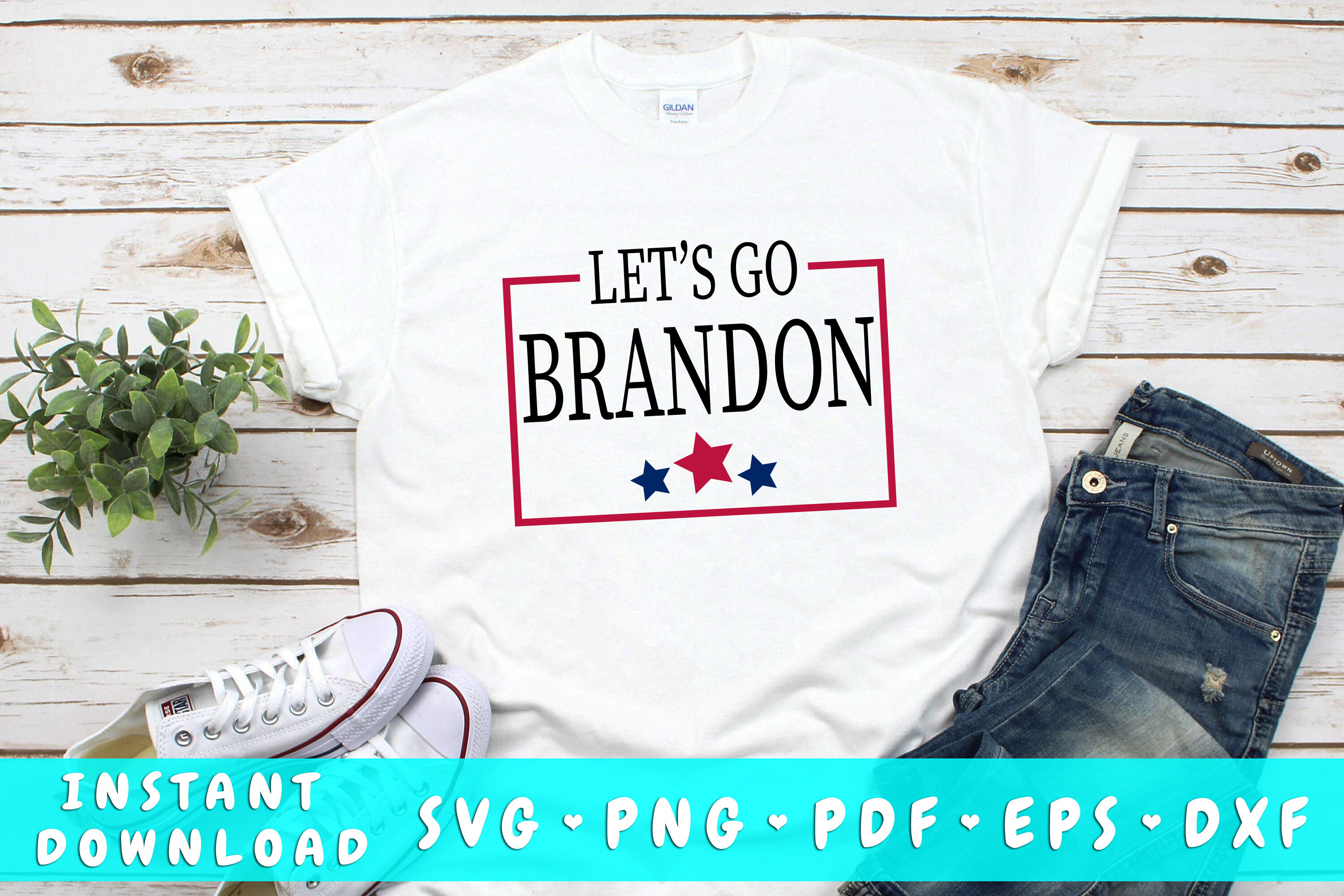 Two Words Let's Go Brandon SVG T-Shirt Graphic by