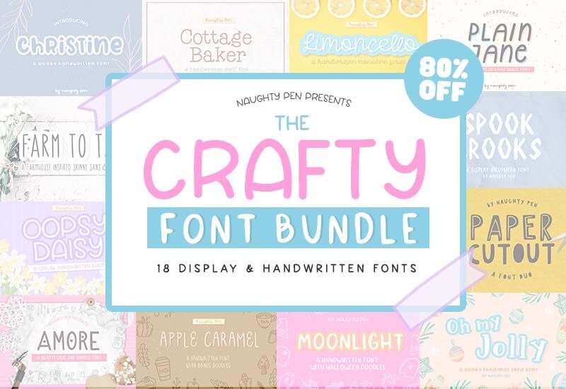 The Crafty Font Bundle - ALL Quirky Handwritten Fonts! By Naughty Pen ...