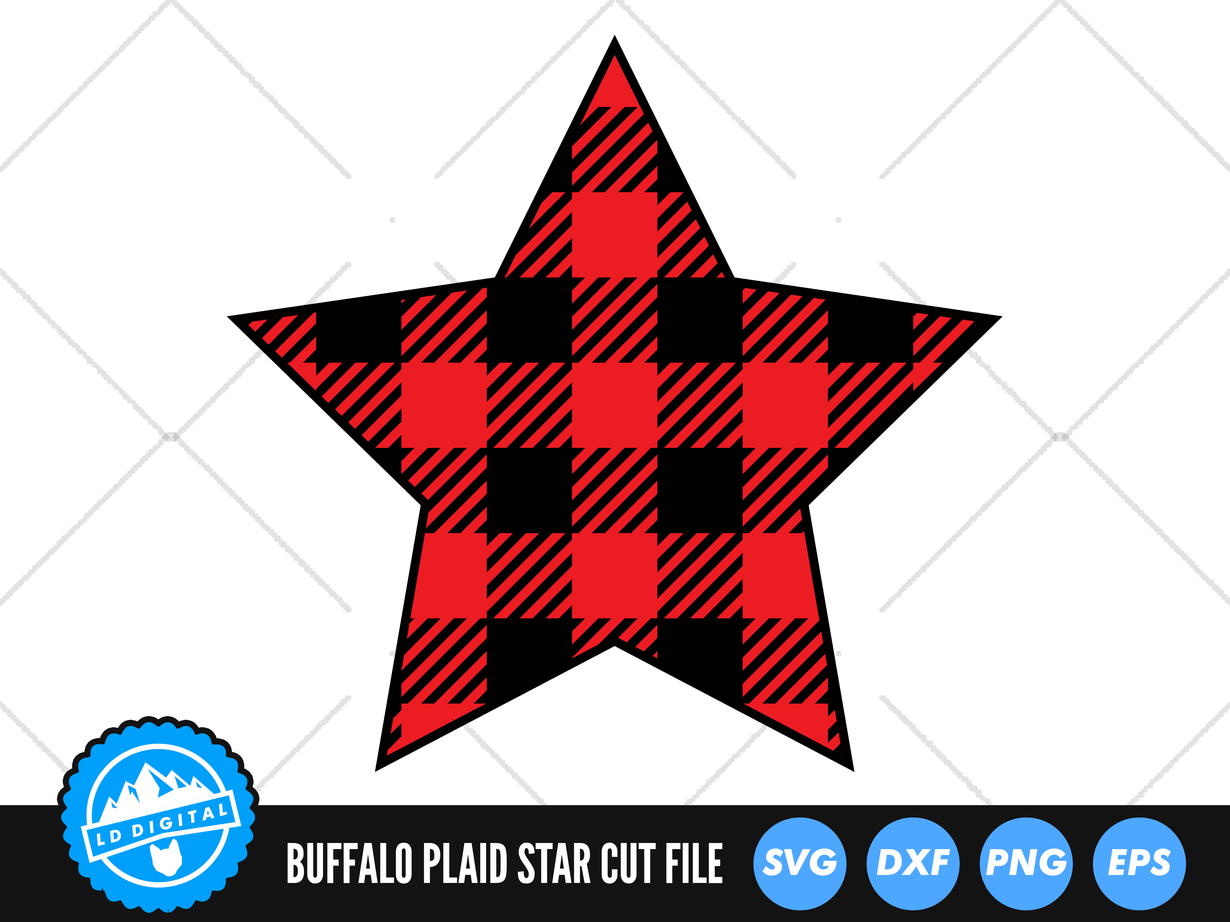 Buffalo Plaid Star SVG  Merry Christmas Cut File By LD Digital