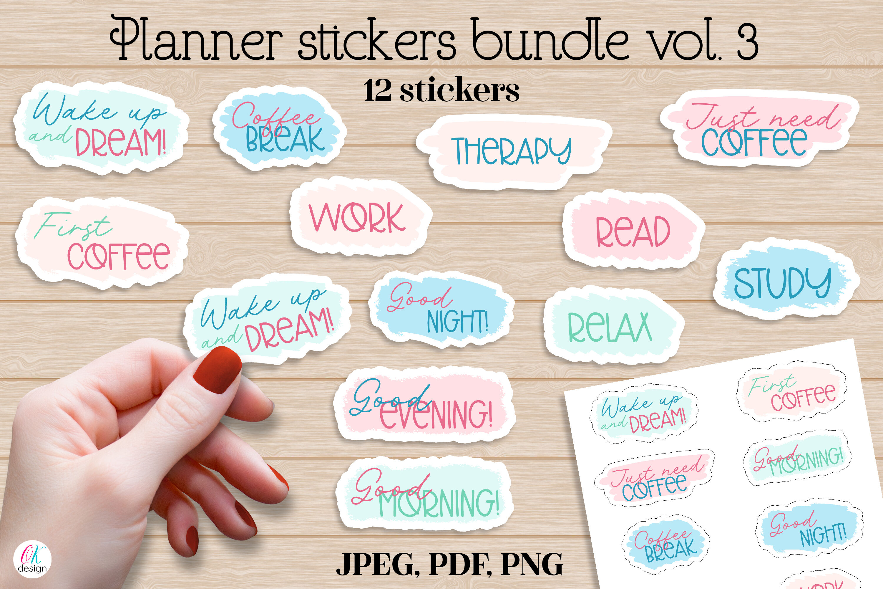 léxico binario septiembre Planner stickers bundle vol. 3. Bullet Journal Stickers. Printable sti By  Ok_design | TheHungryJPEG