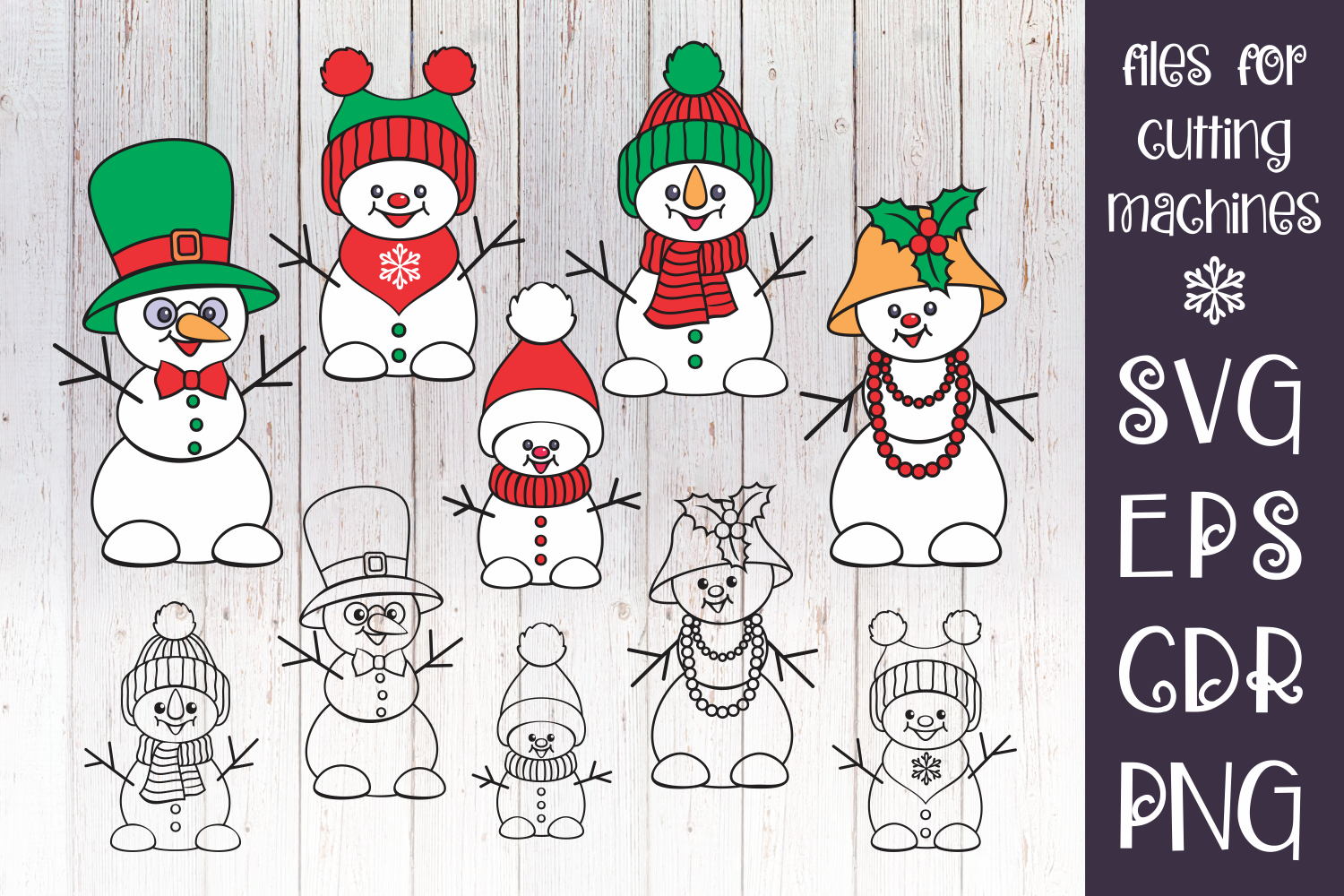 Snowman Family SVG set By Olga Belova | TheHungryJPEG