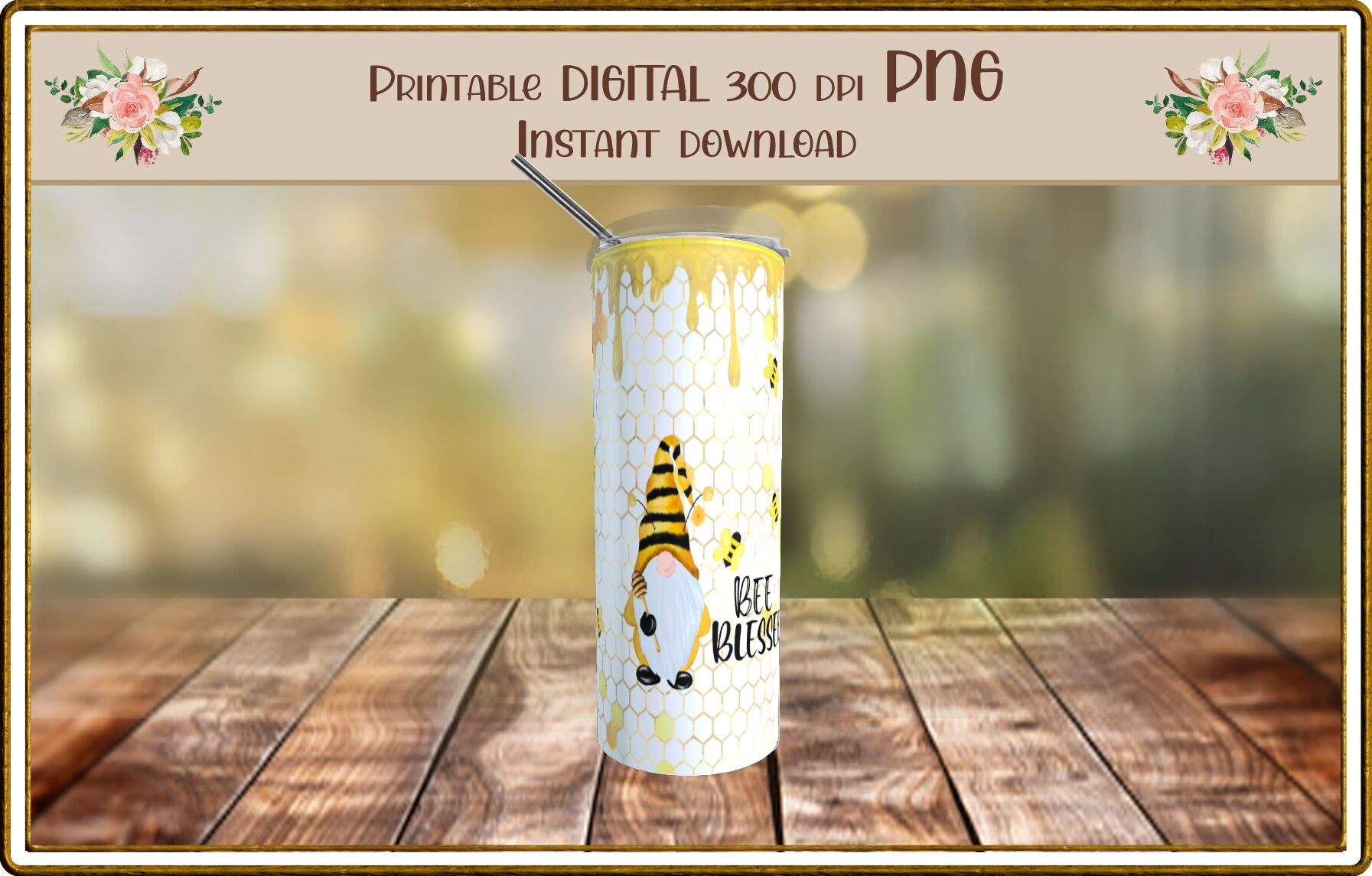 3D Honey Bee Inflated Glitter Gold Tumbler Wrap 20 oz Skinny Tumbler S –  Tumblerwrappng