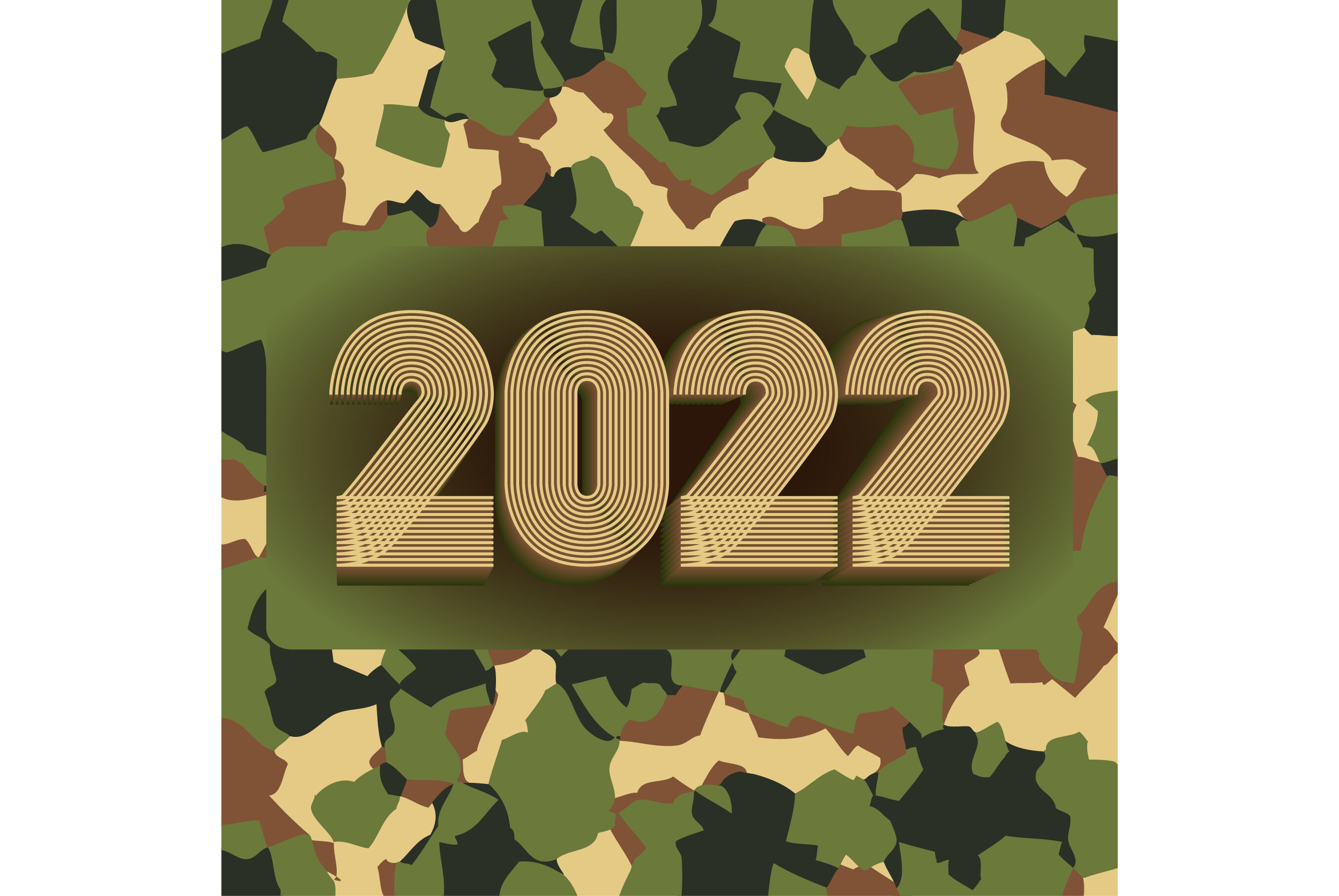 2022 Happy New Year. Seamless pattern of camouflage background. 3d