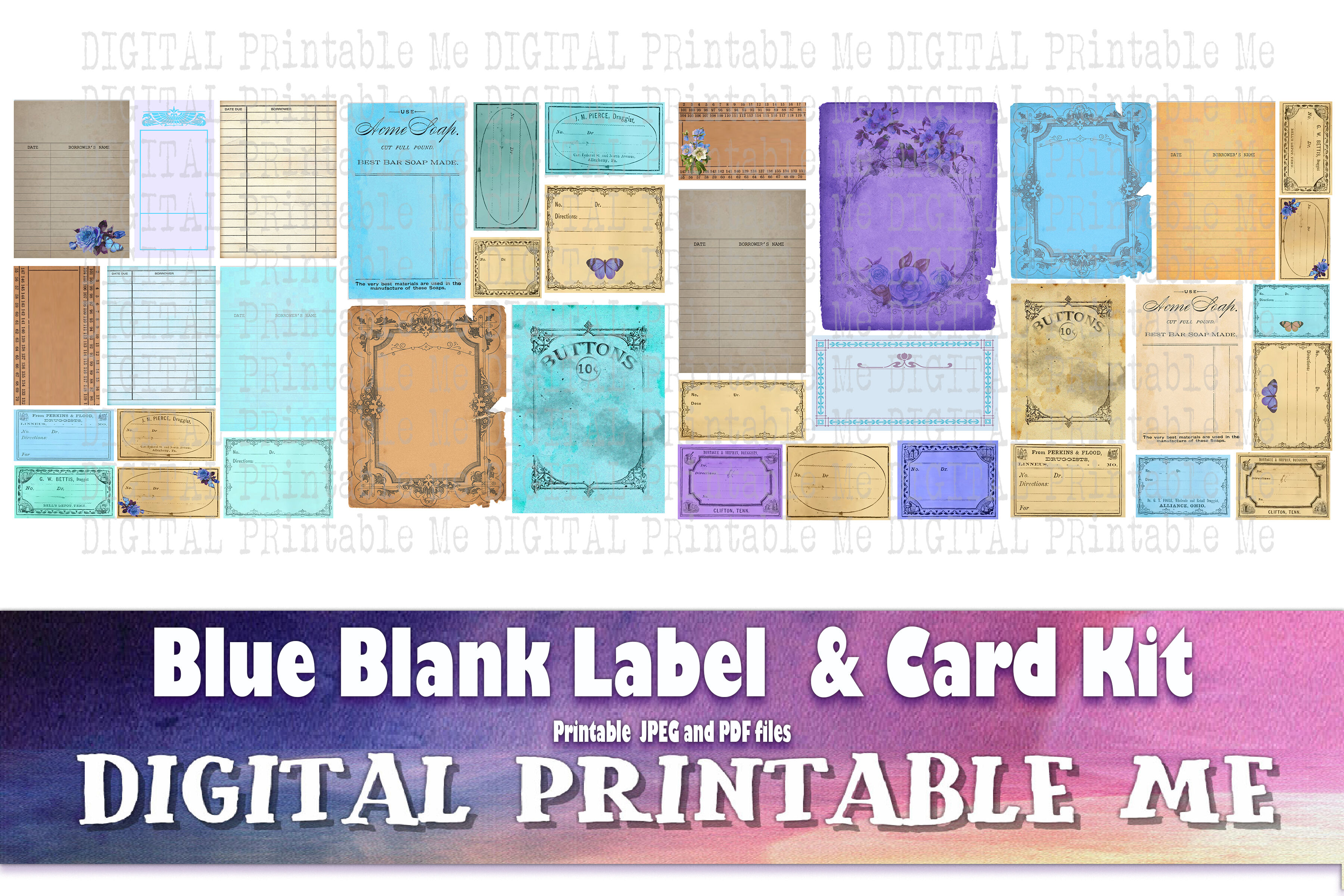 Printable Victorian Ornate Blank Gift Tags Digital Collage Sheet Gift Tag  Digital Scrapbooking Journal Tag Set Set Number 2 