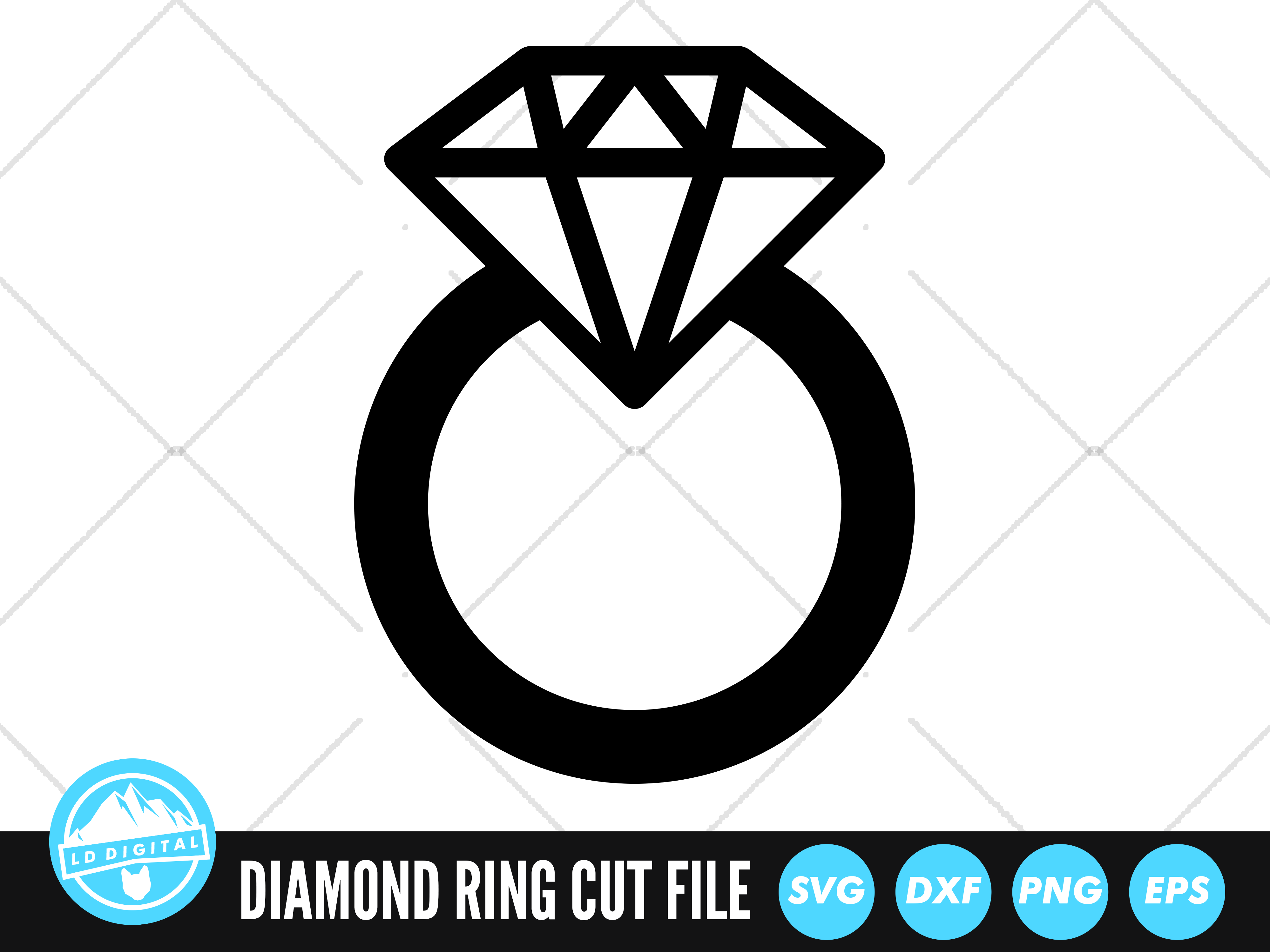 Outline diamond ring svg