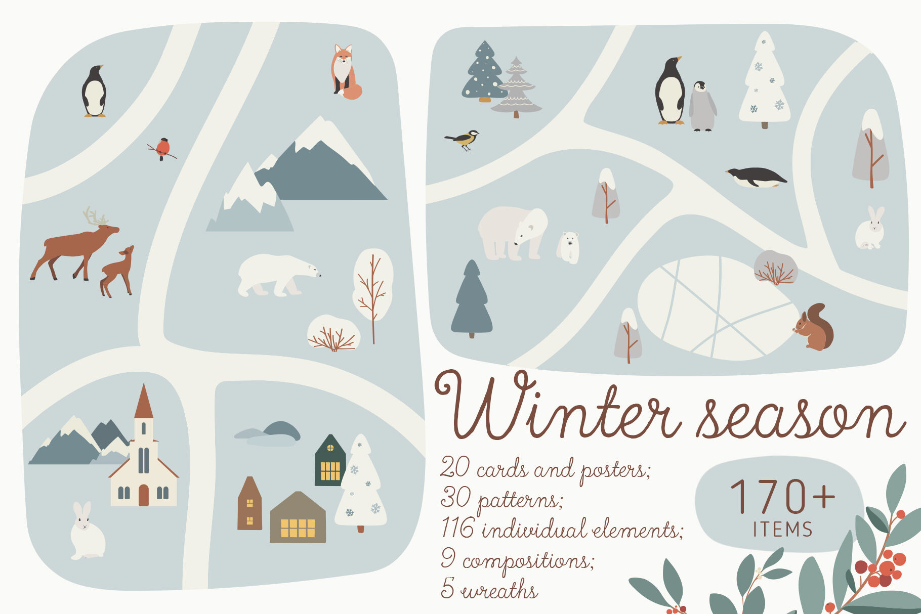 WINTER FAIRYTALE- vector collection By Pamyatka | TheHungryJPEG