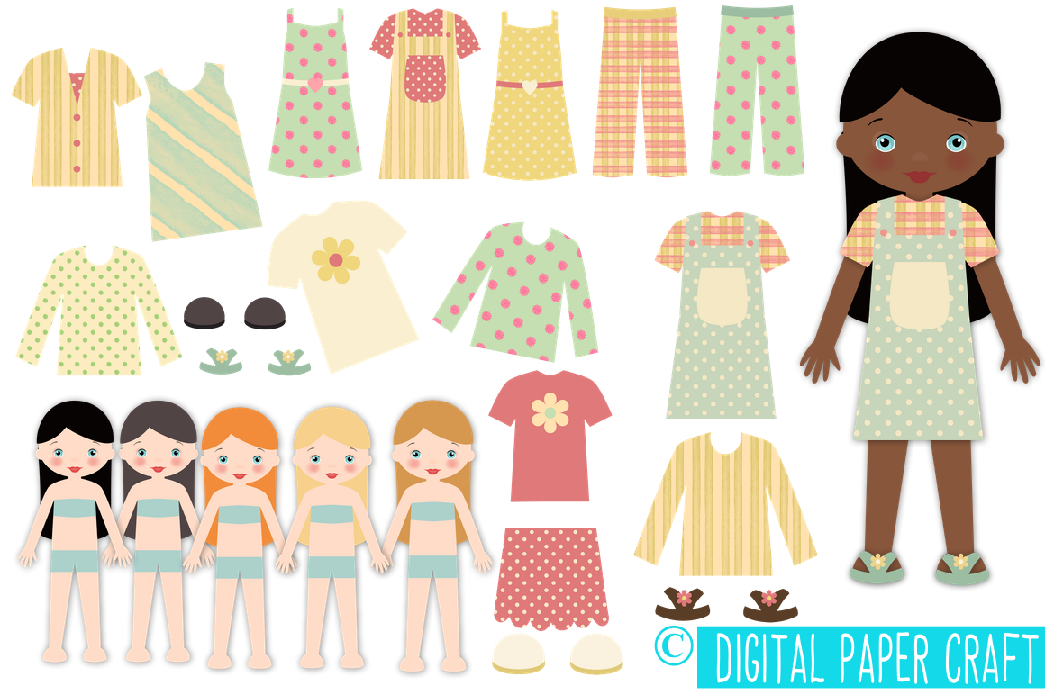 Paper Doll, Digital Paper doll, Cut out doll, Printable doll, Girl doll