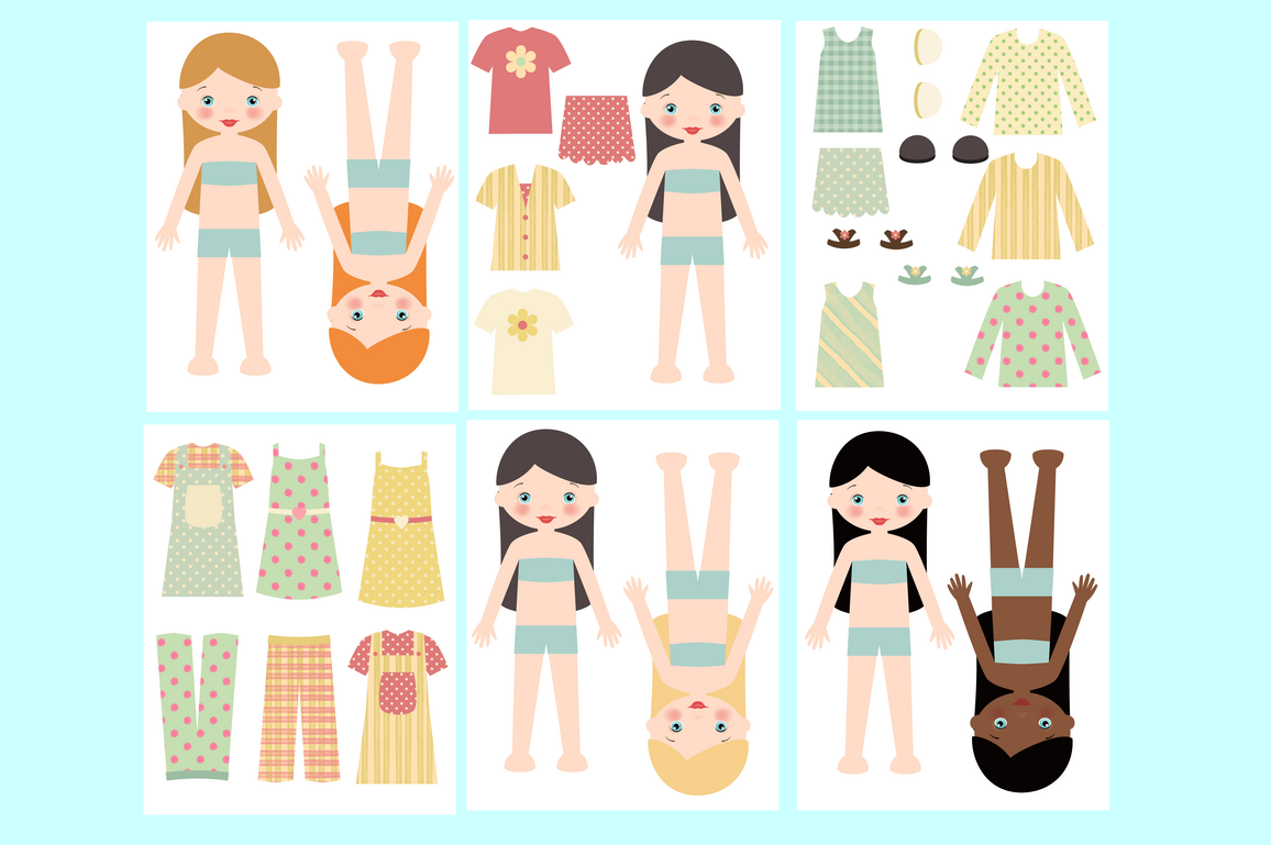 Paper Doll Digital Paper Doll Cut Out Doll Printable Doll Girl Doll 