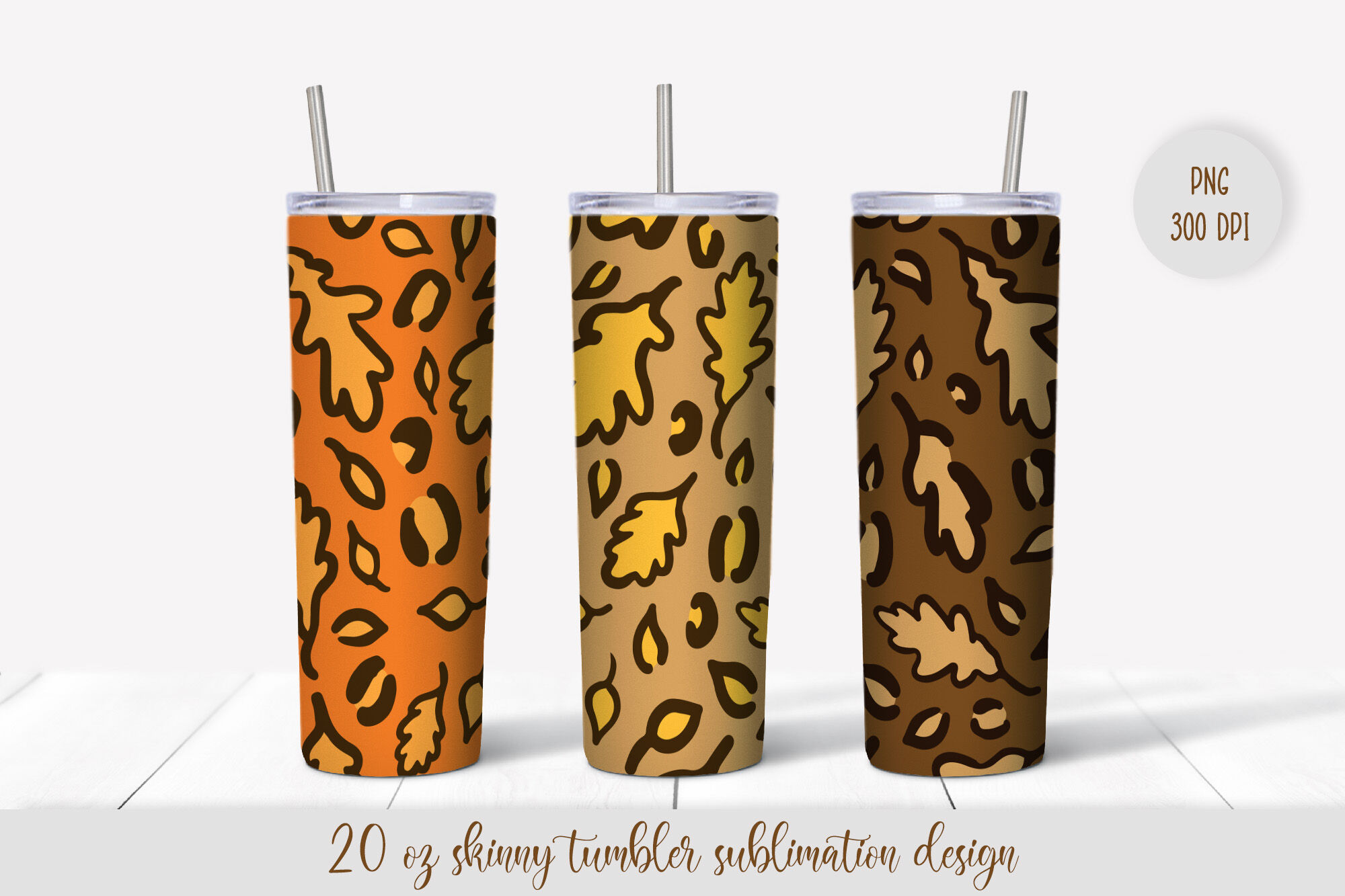 Fall leaves leopard tumbler sublimation wrap. Autumn tumbler By ...